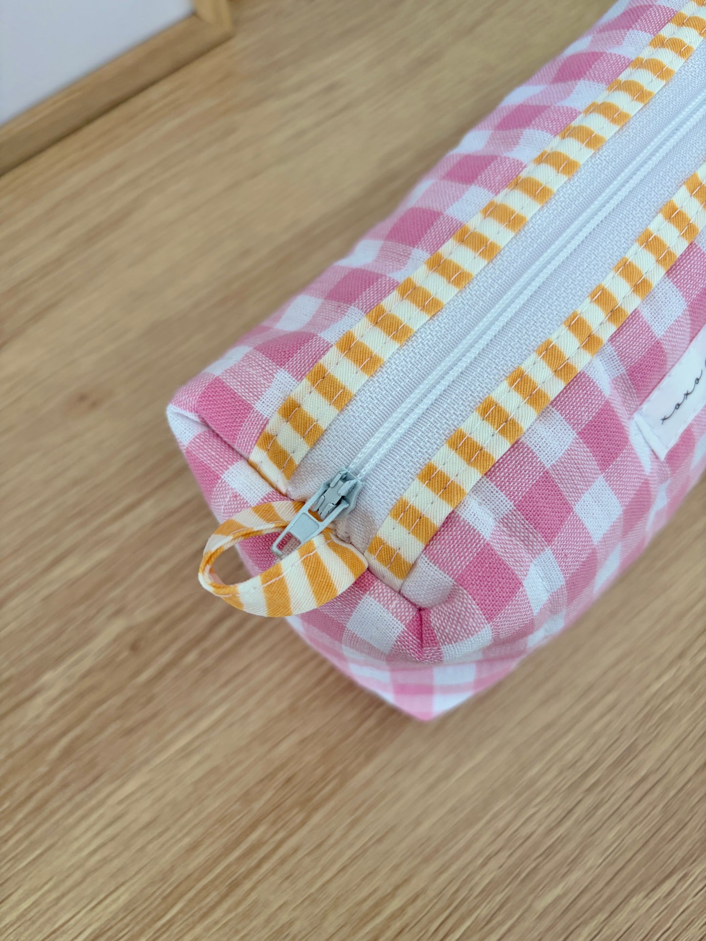 Pink Gingham Colorblock Bag - Yellow/Flowers