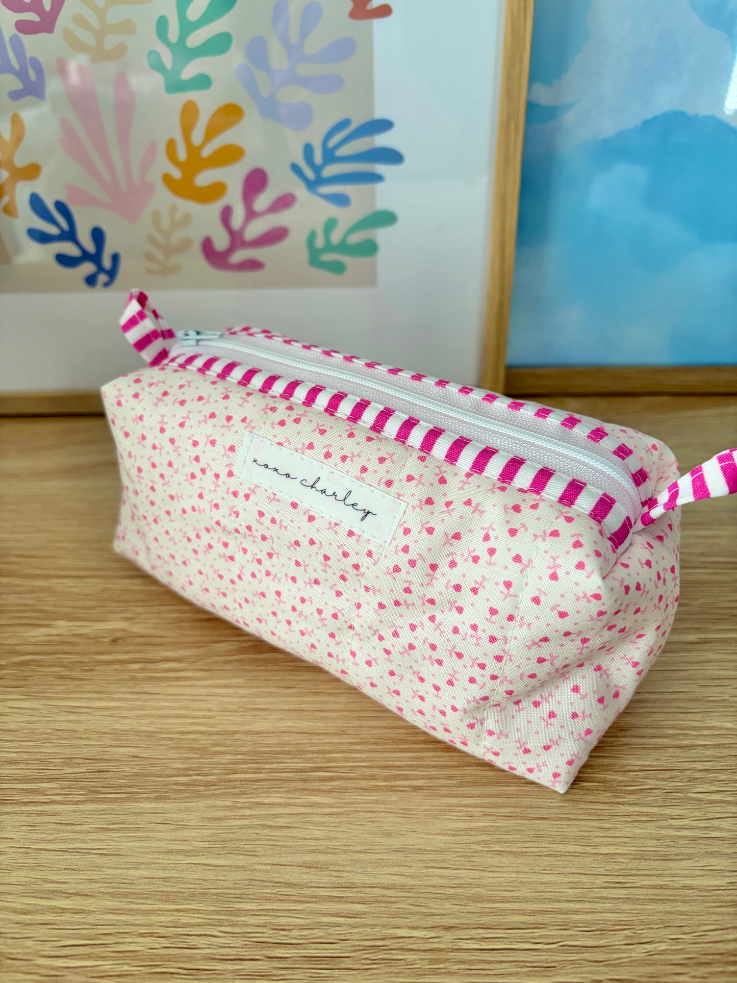 Tiny Pink Hearts Colorblock Bag - Pink/Pink Gingham