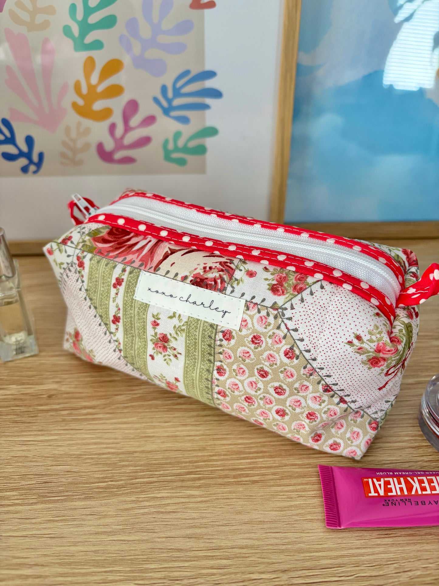 Rosette Colorblock Bag - Red Dots/Red Gingham