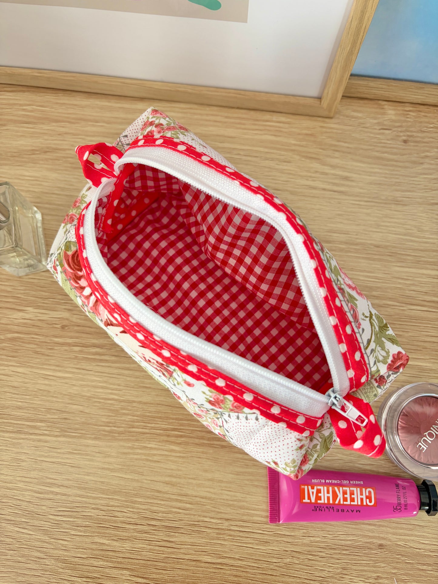 Rosette Colorblock Bag - Red Dots/Red Gingham