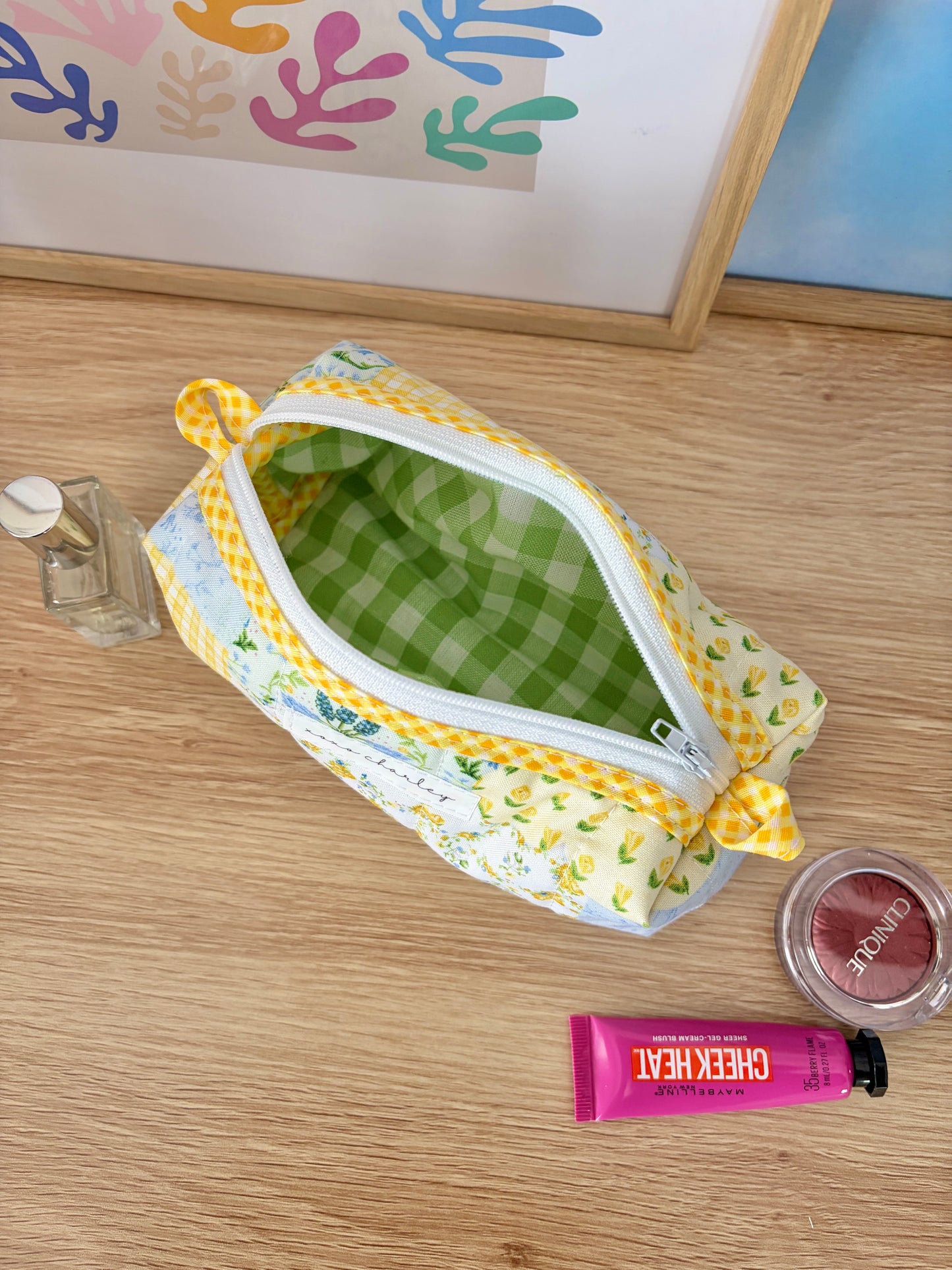Green Patchwork Colorblock Bag - Yellow/Green Gingham