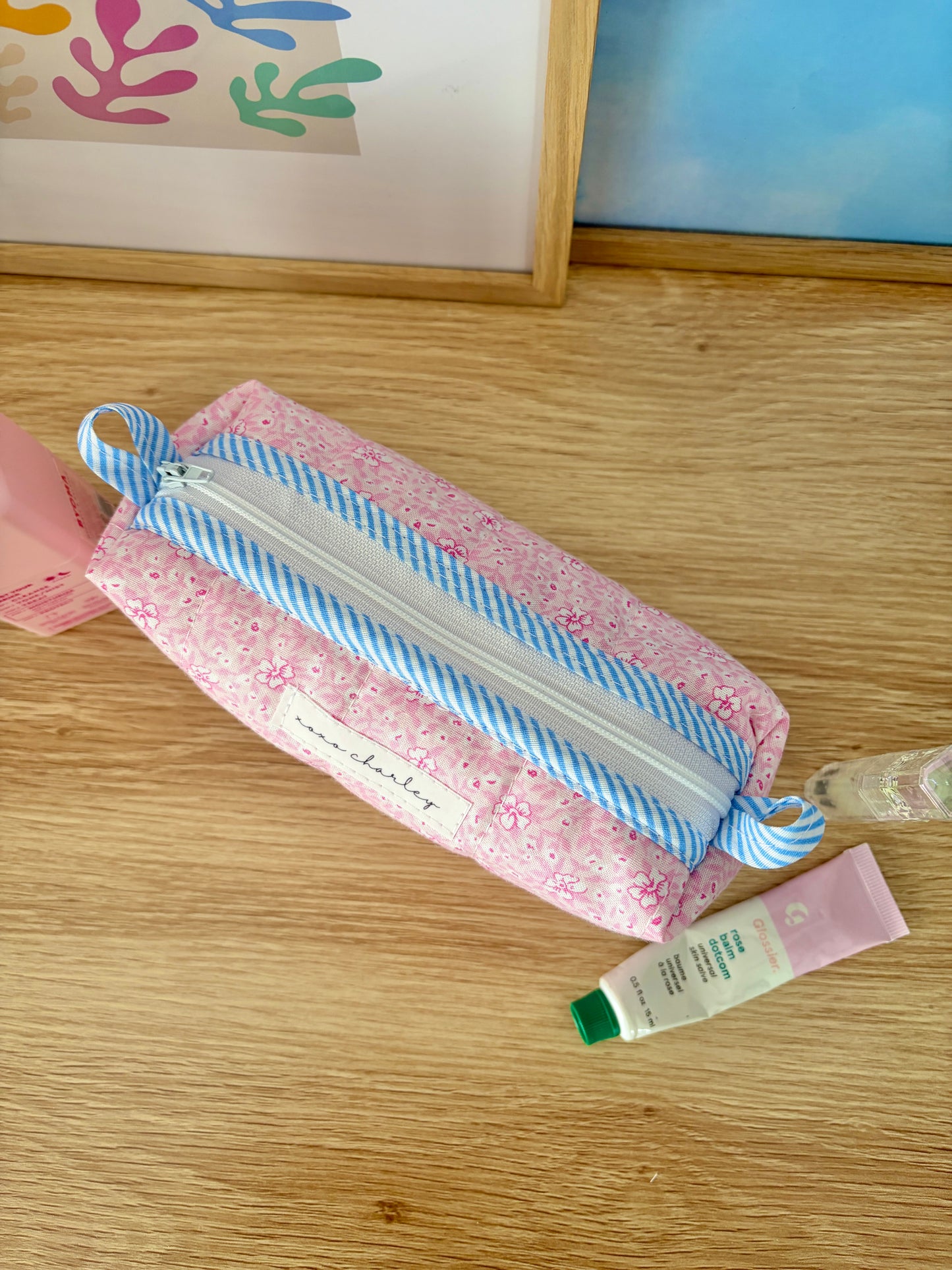 Pink Hawaiian Colorblock Bag - Blue/Purple Gingham