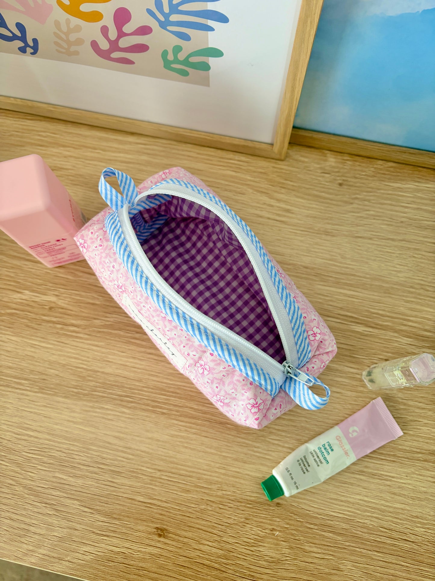 Pink Hawaiian Colorblock Bag - Blue/Purple Gingham