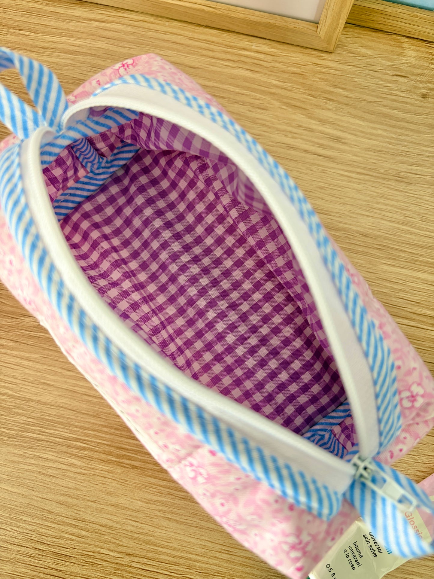 Pink Hawaiian Colorblock Bag - Blue/Purple Gingham