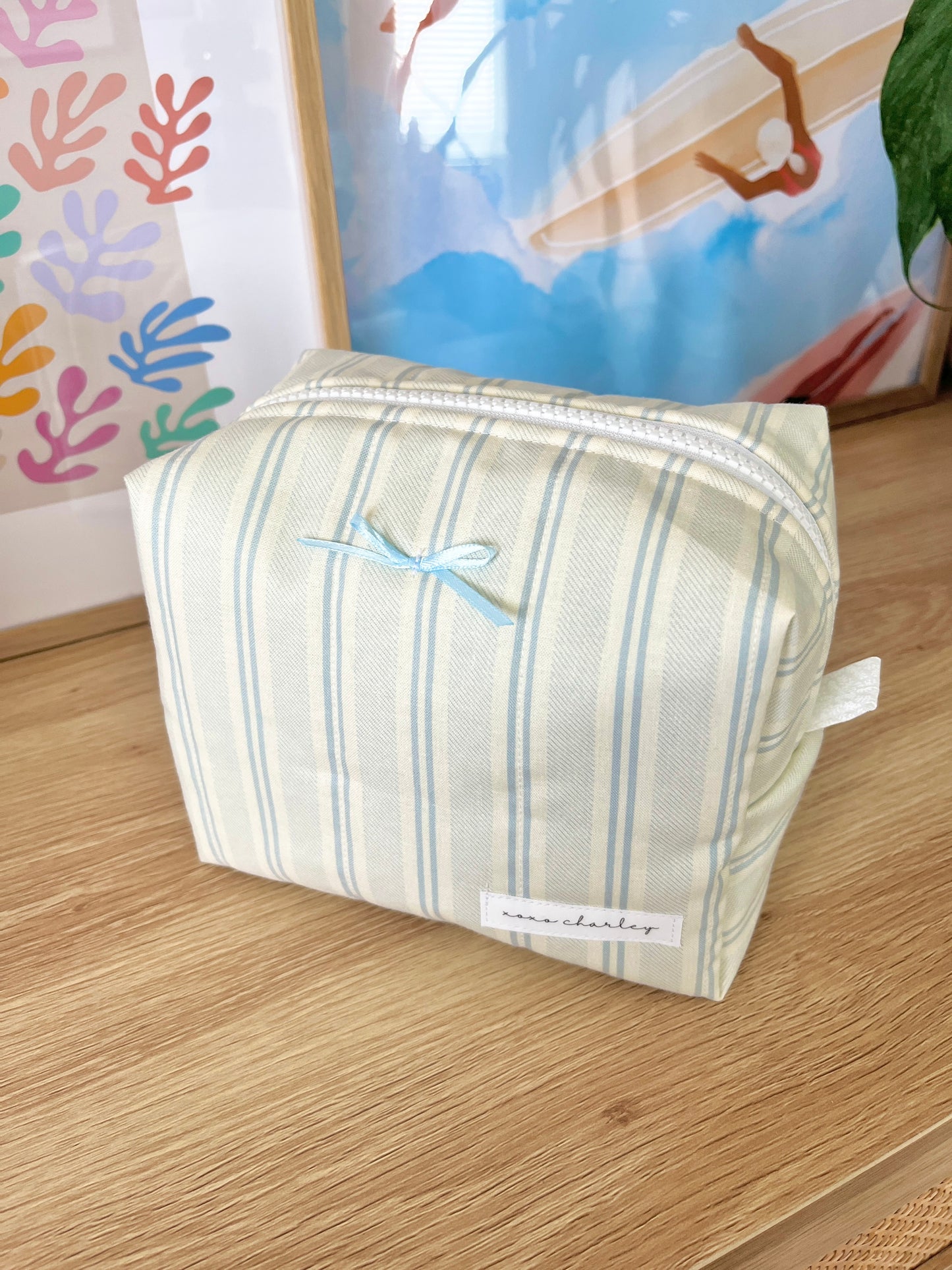 The Willow Makeup Bag with blue bow