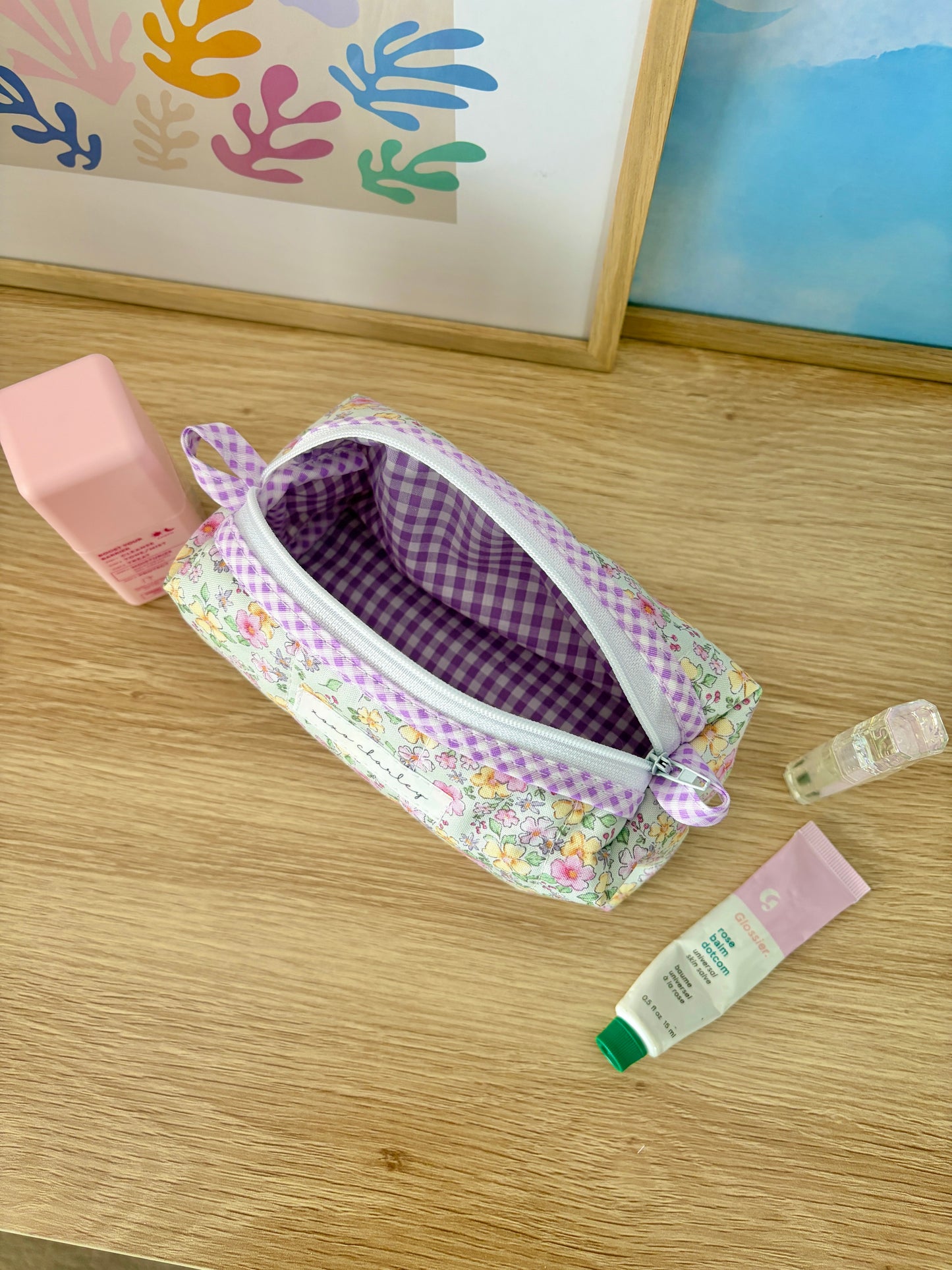 Primrose Colorblock Bag - Purple/Purple Gingham