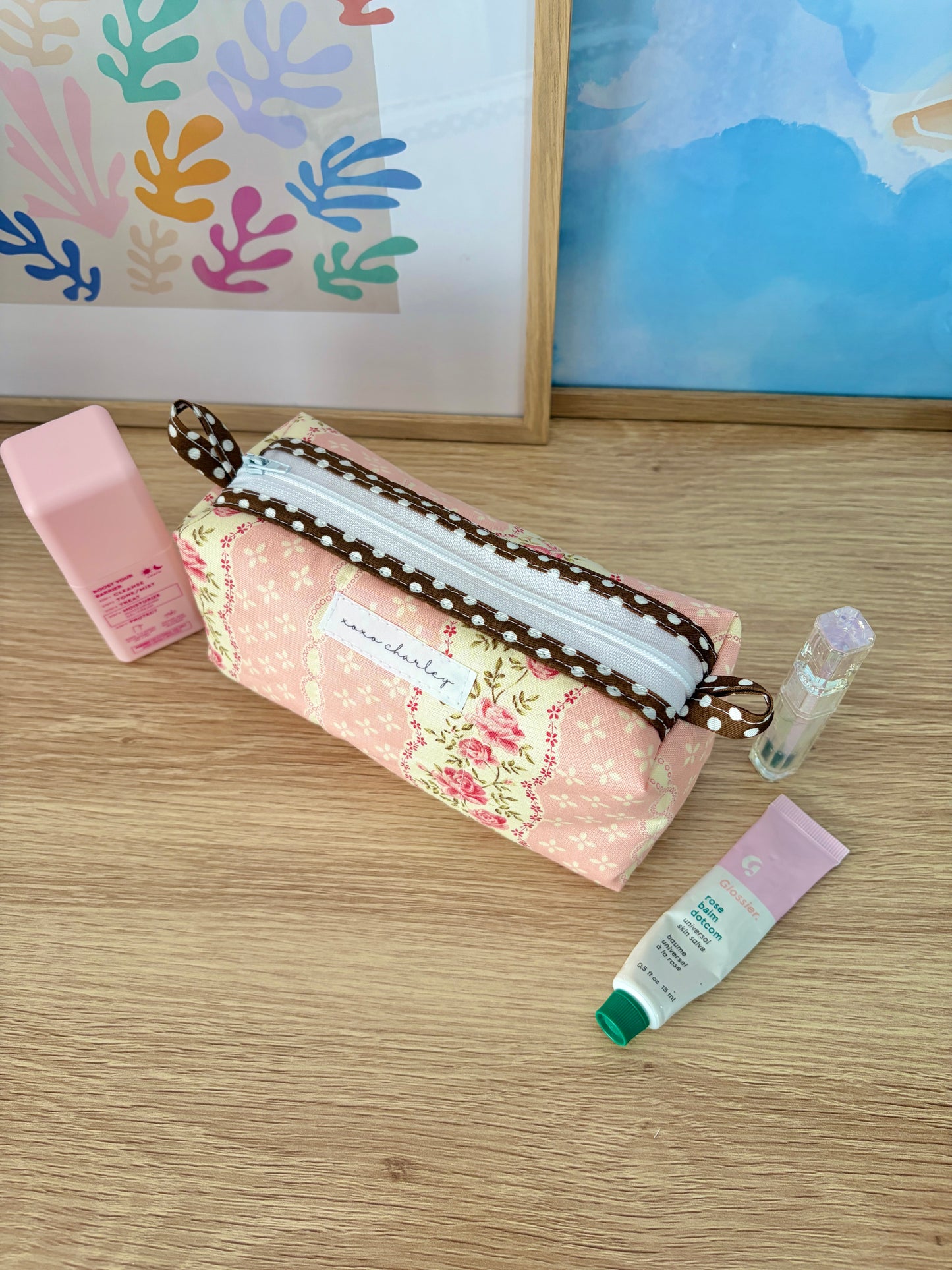 Pink & Yellow Floral Colorblock Bag - Brown/Yellow Floral