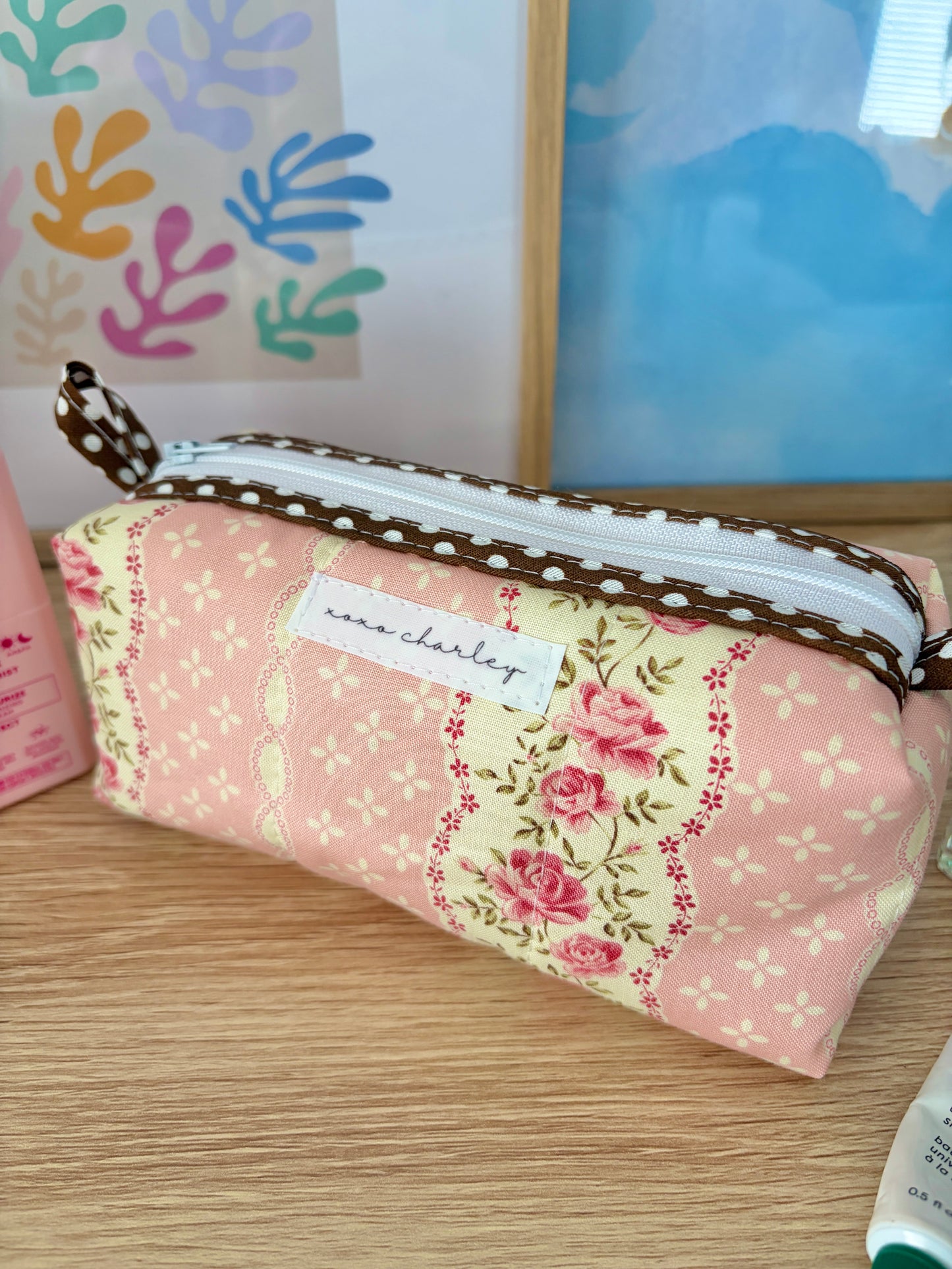 Pink & Yellow Floral Colorblock Bag - Brown/Yellow Floral