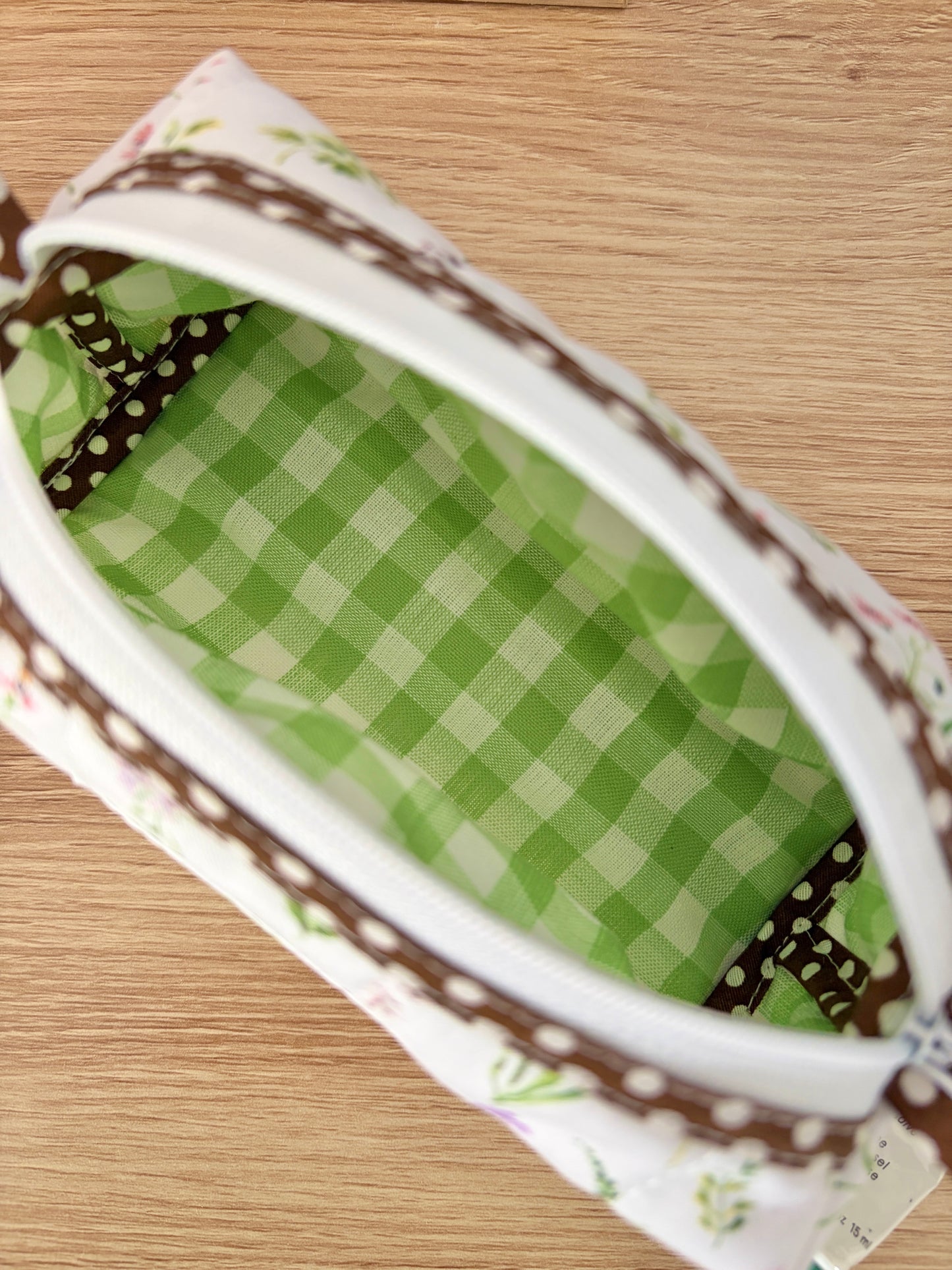 Purple Wildflower Colorblock Bag - Brown/Green Gingham