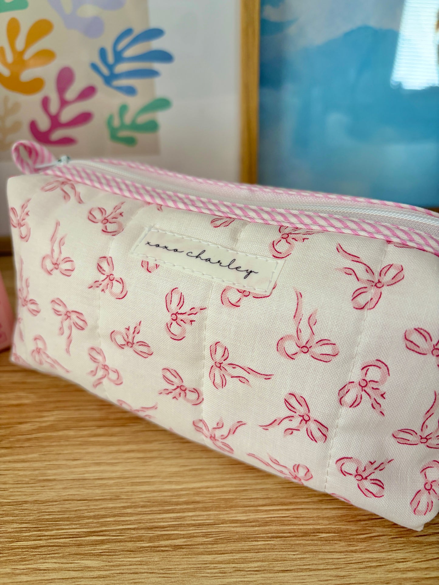 Mini Pink Bows Colorblock Bag - Pink/White Dots