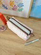 Tiny Pink Hearts Colorblock Bag - Brown/Purple Gingham