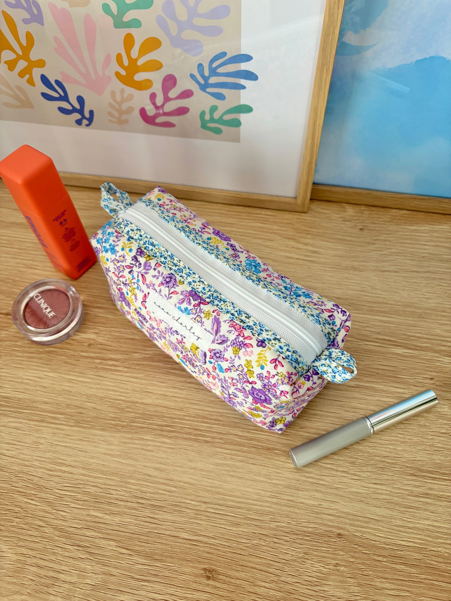 Ditsy Picnic Purple Colorblock Bag - Blue Floral/Mini Flowers
