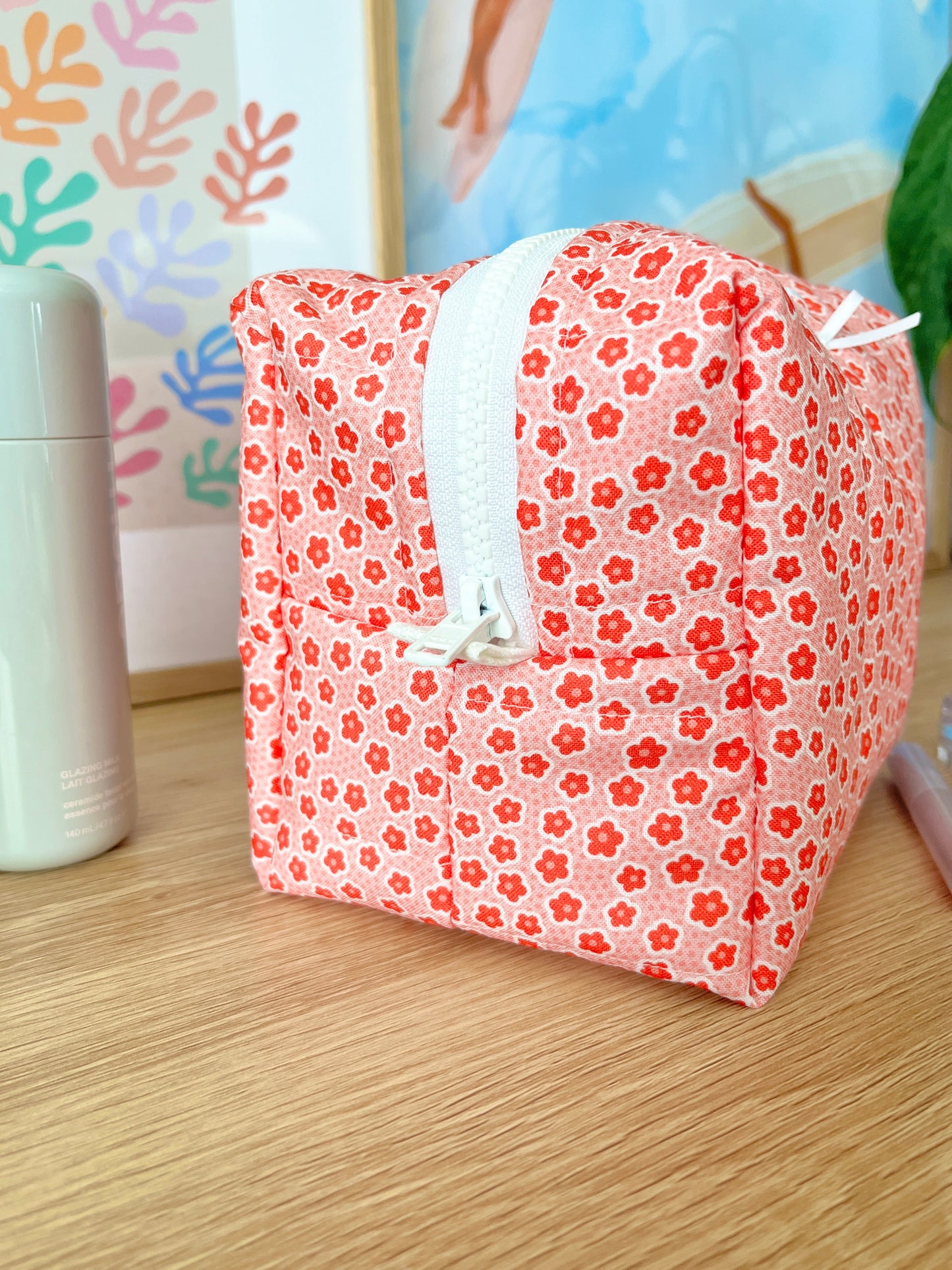 The Amelia Makeup Bag with white bow