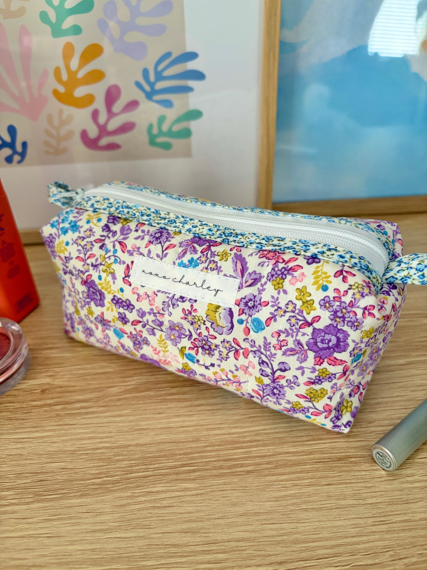 Ditsy Picnic Purple Colorblock Bag - Blue Floral/Mini Flowers