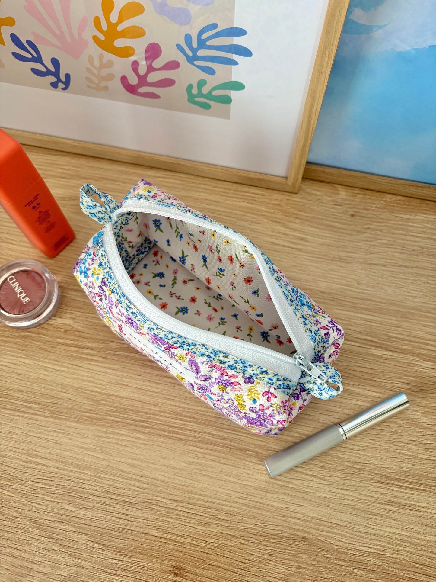 Ditsy Picnic Purple Colorblock Bag - Blue Floral/Mini Flowers
