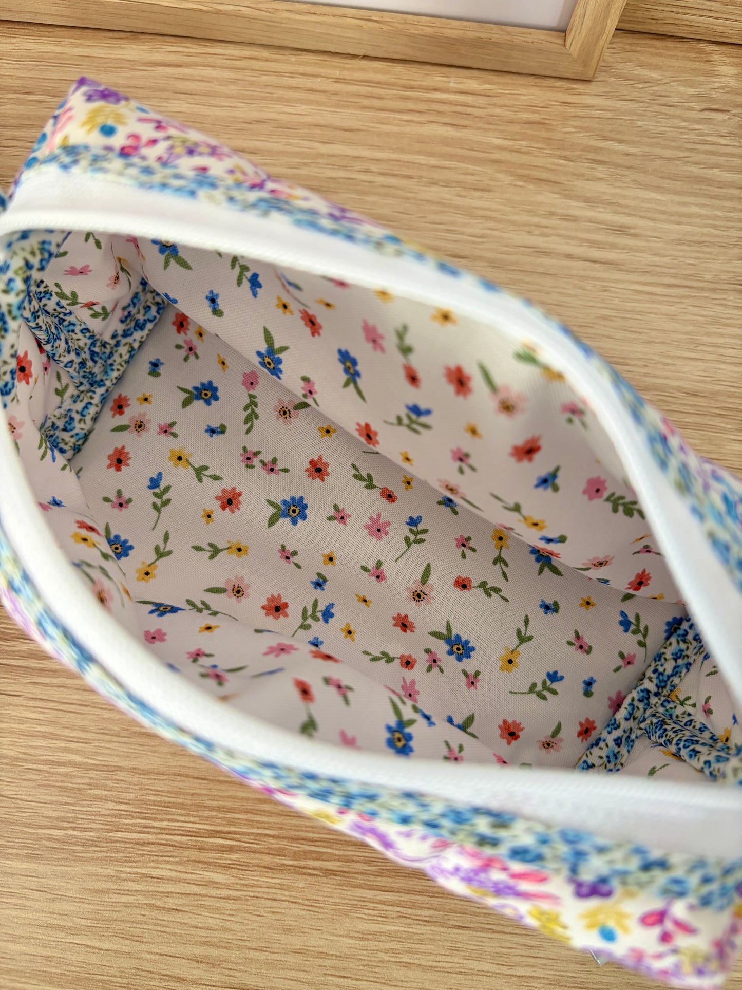 Ditsy Picnic Purple Colorblock Bag - Blue Floral/Mini Flowers