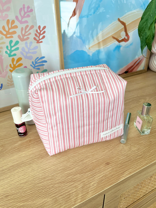 The Sofia Makeup Bag with white bow