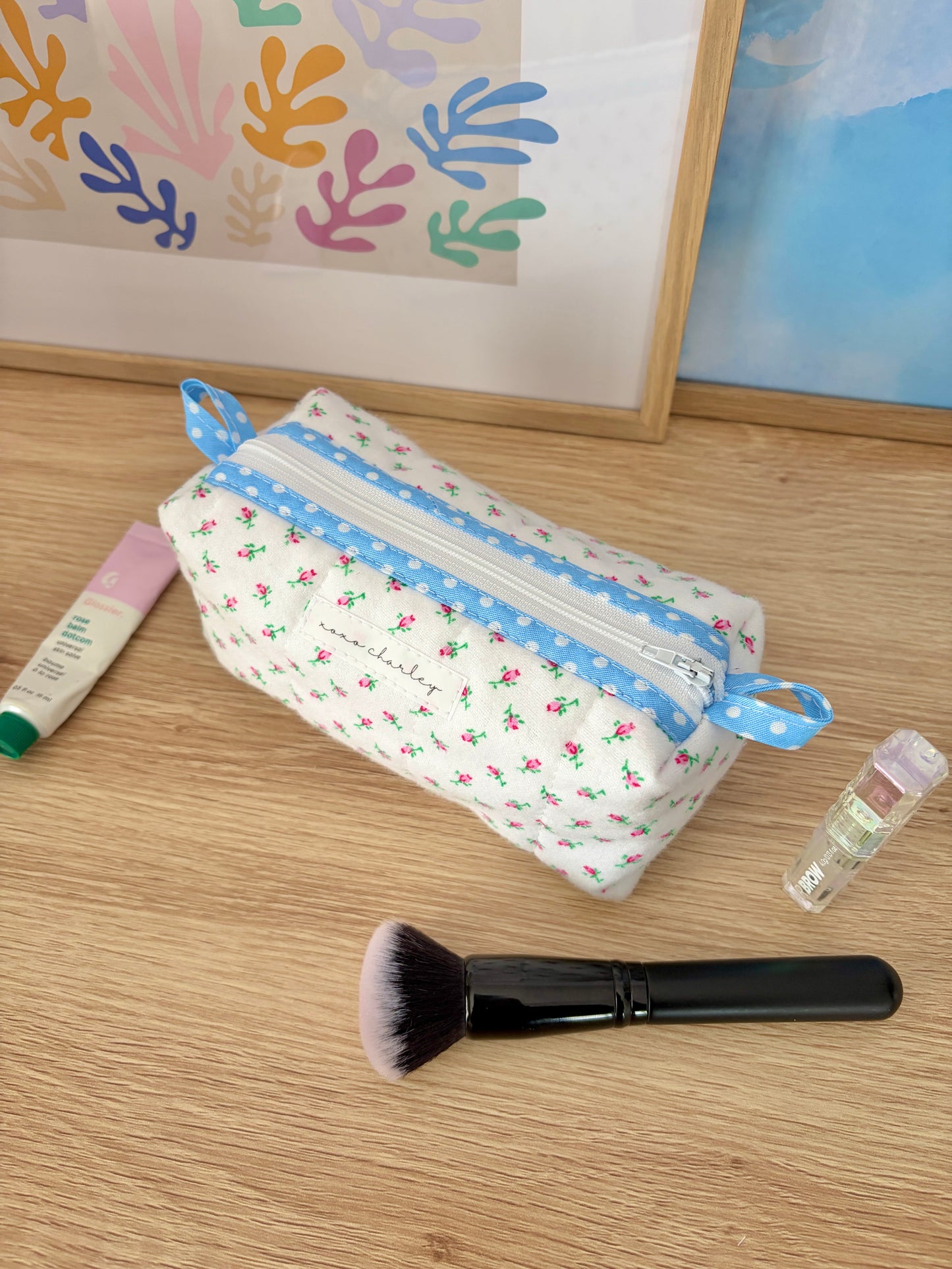 Mini Roses Colorblock Bag - Blue/White