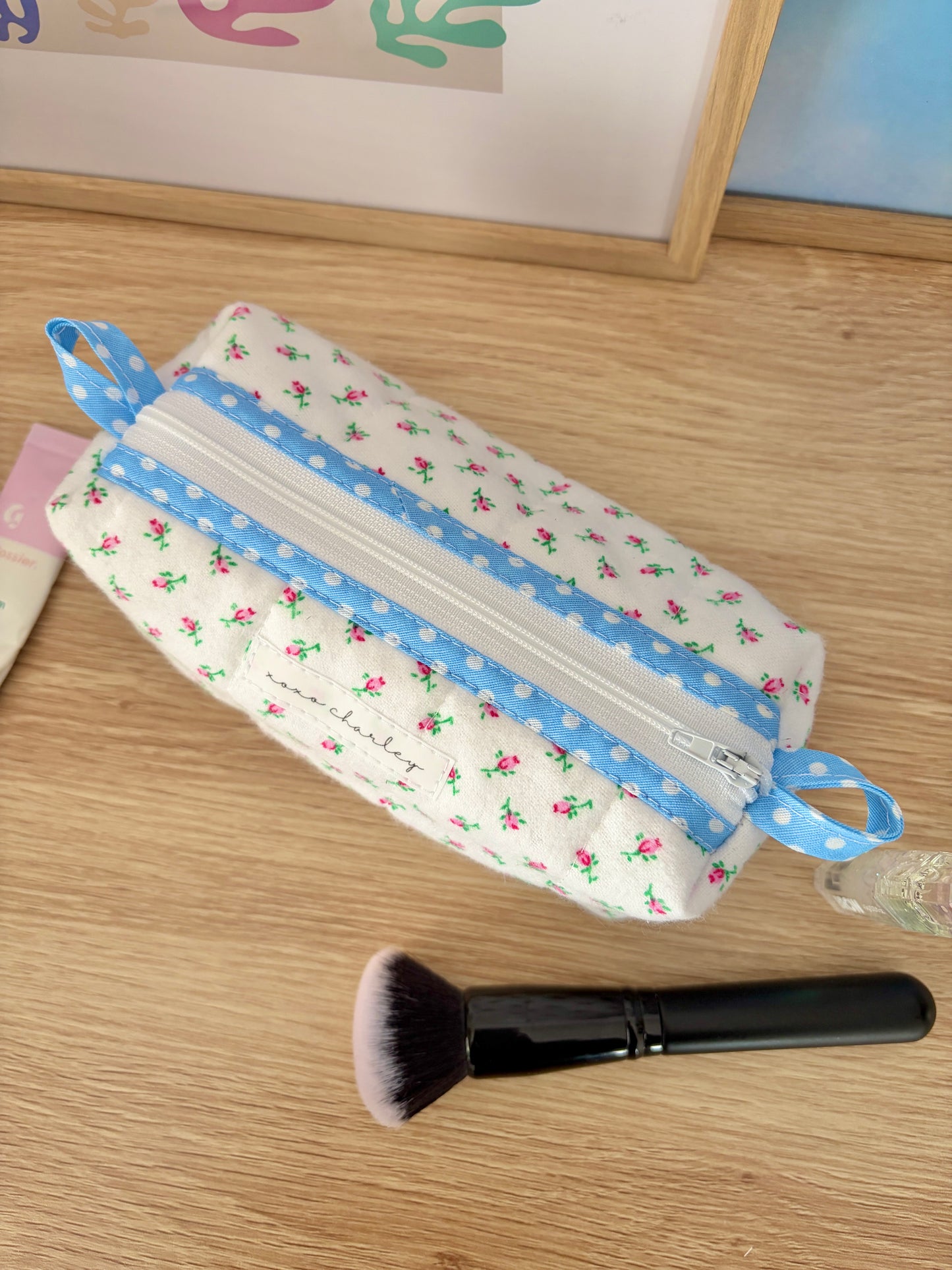 Mini Roses Colorblock Bag - Blue/White