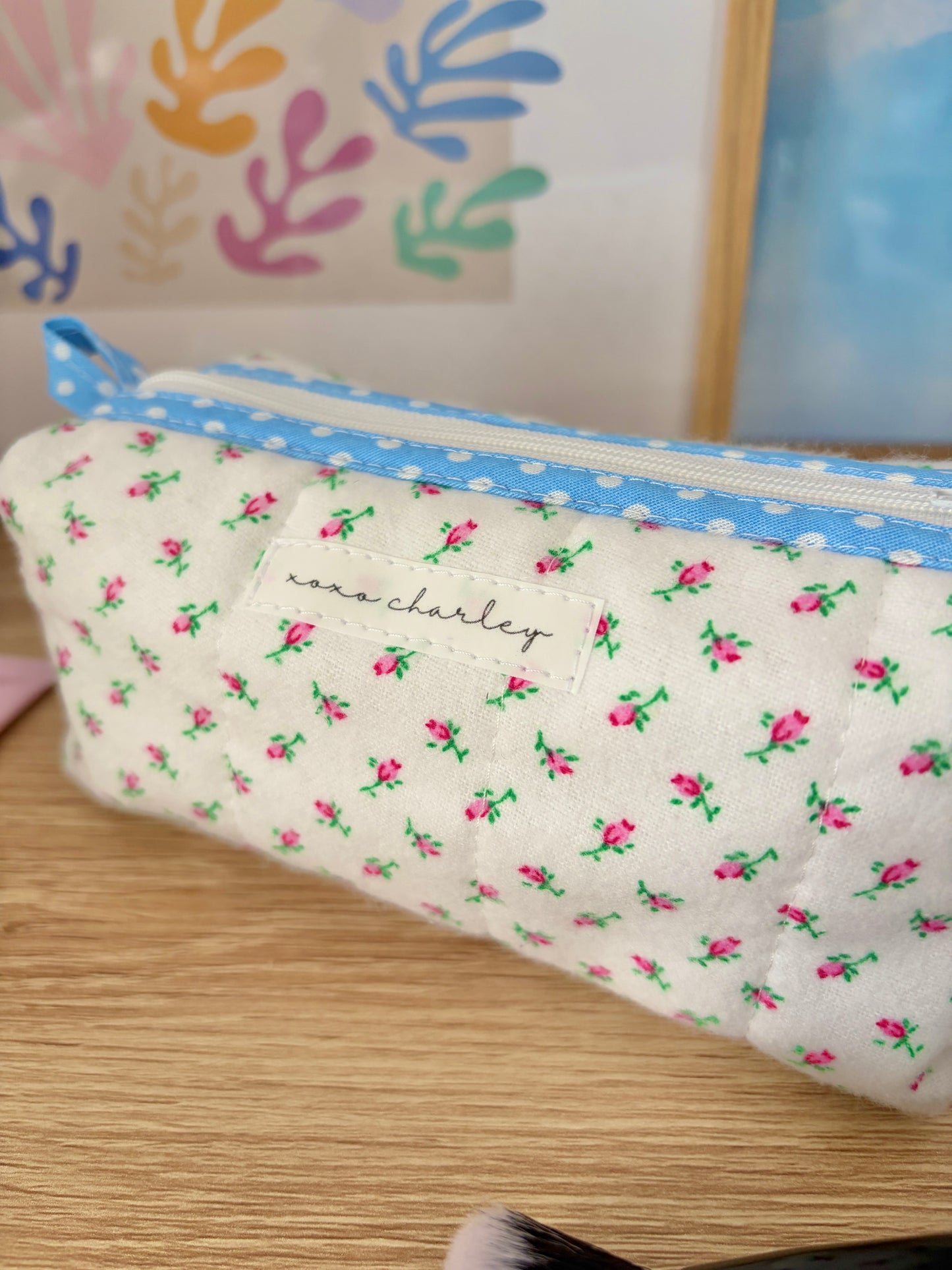Mini Roses Colorblock Bag - Blue/White