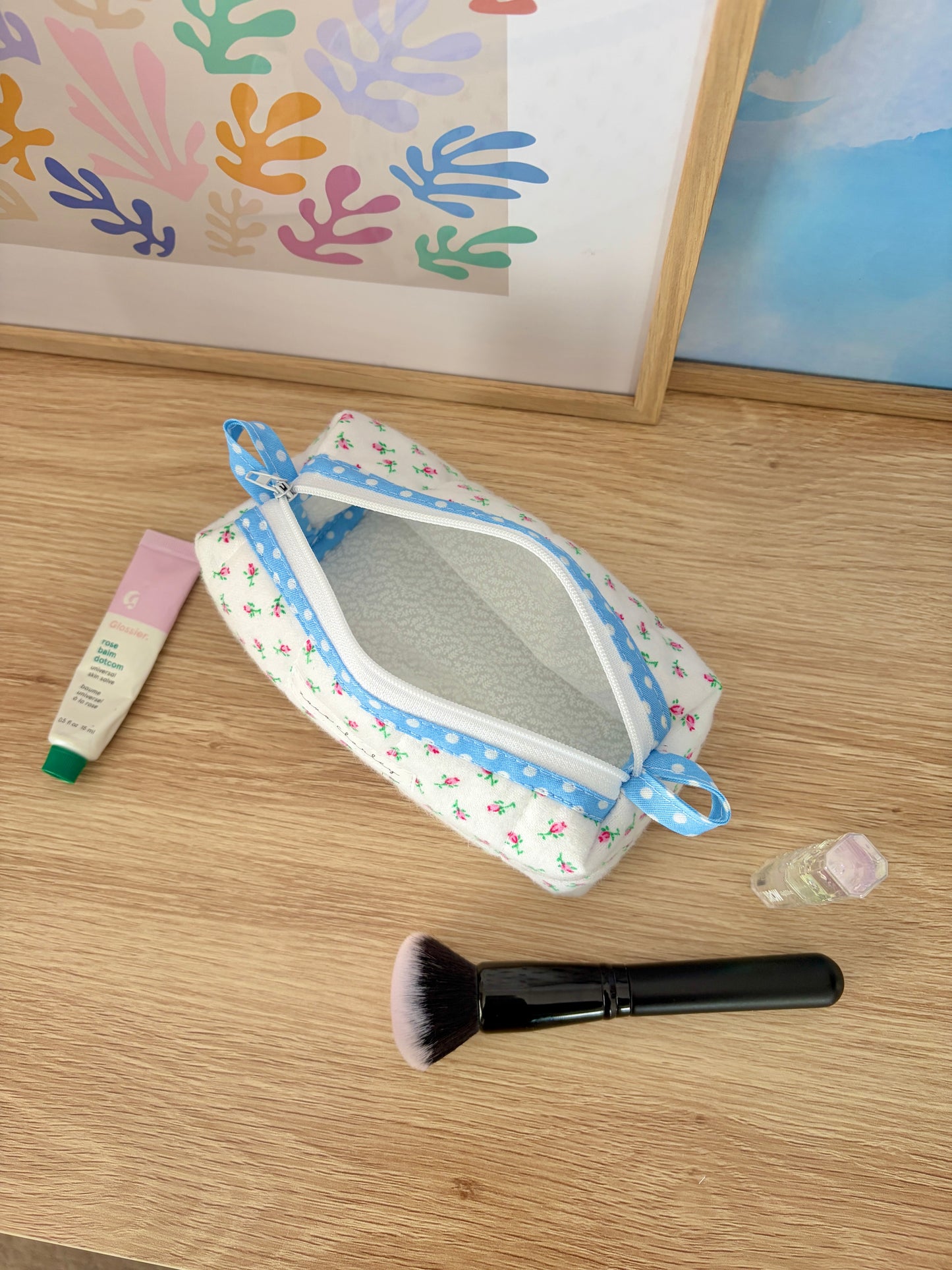 Mini Roses Colorblock Bag - Blue/White