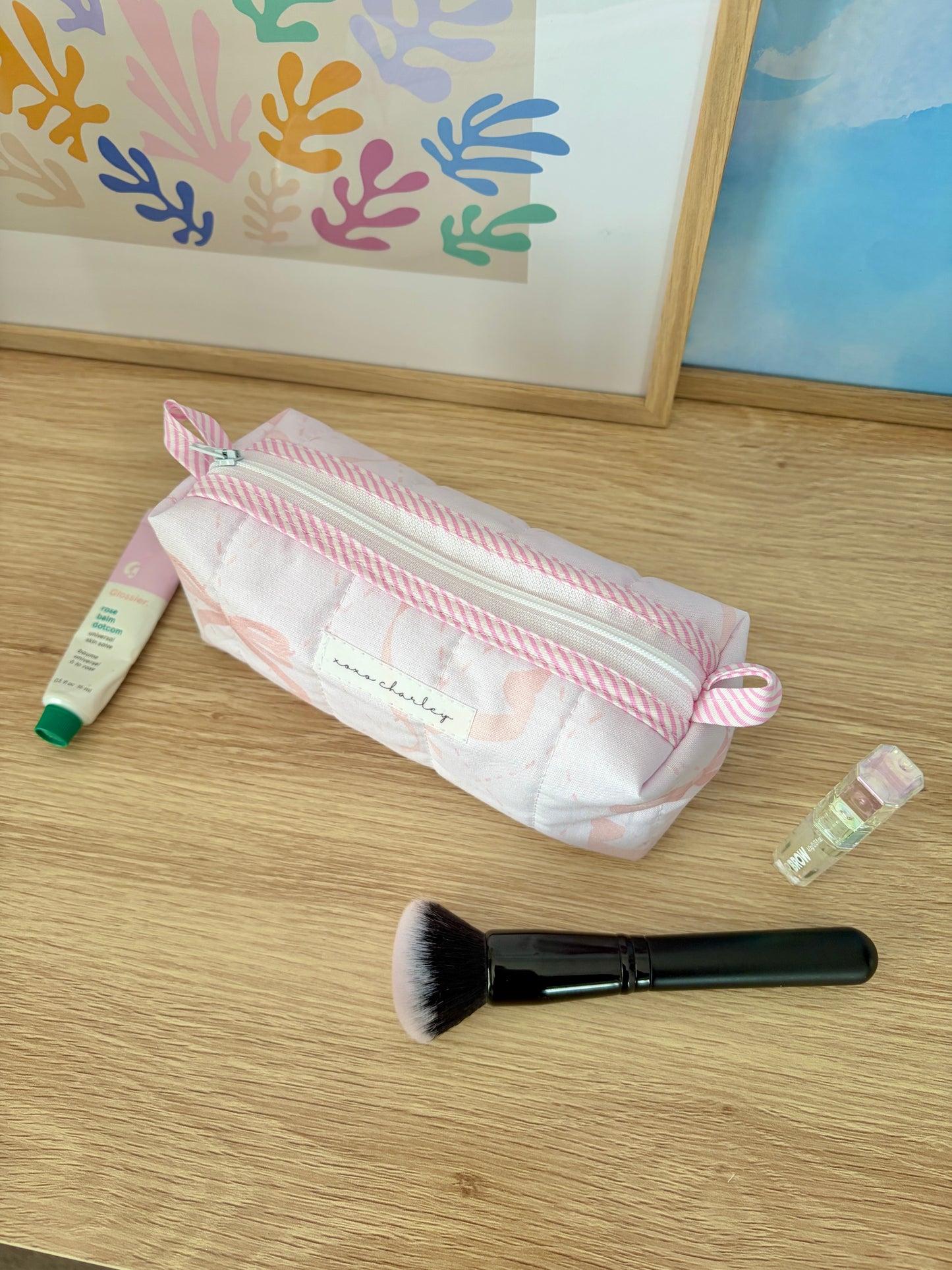 Large Pink Bow Colorblock Bag - Pink/Pink Gingham