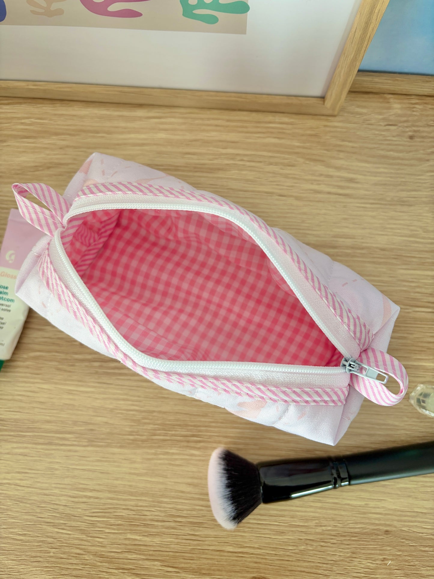 Large Pink Bow Colorblock Bag - Pink/Pink Gingham