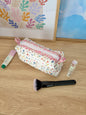 Mini Colorful Flowers Colorblock Bag - Pink Floral/White Dots