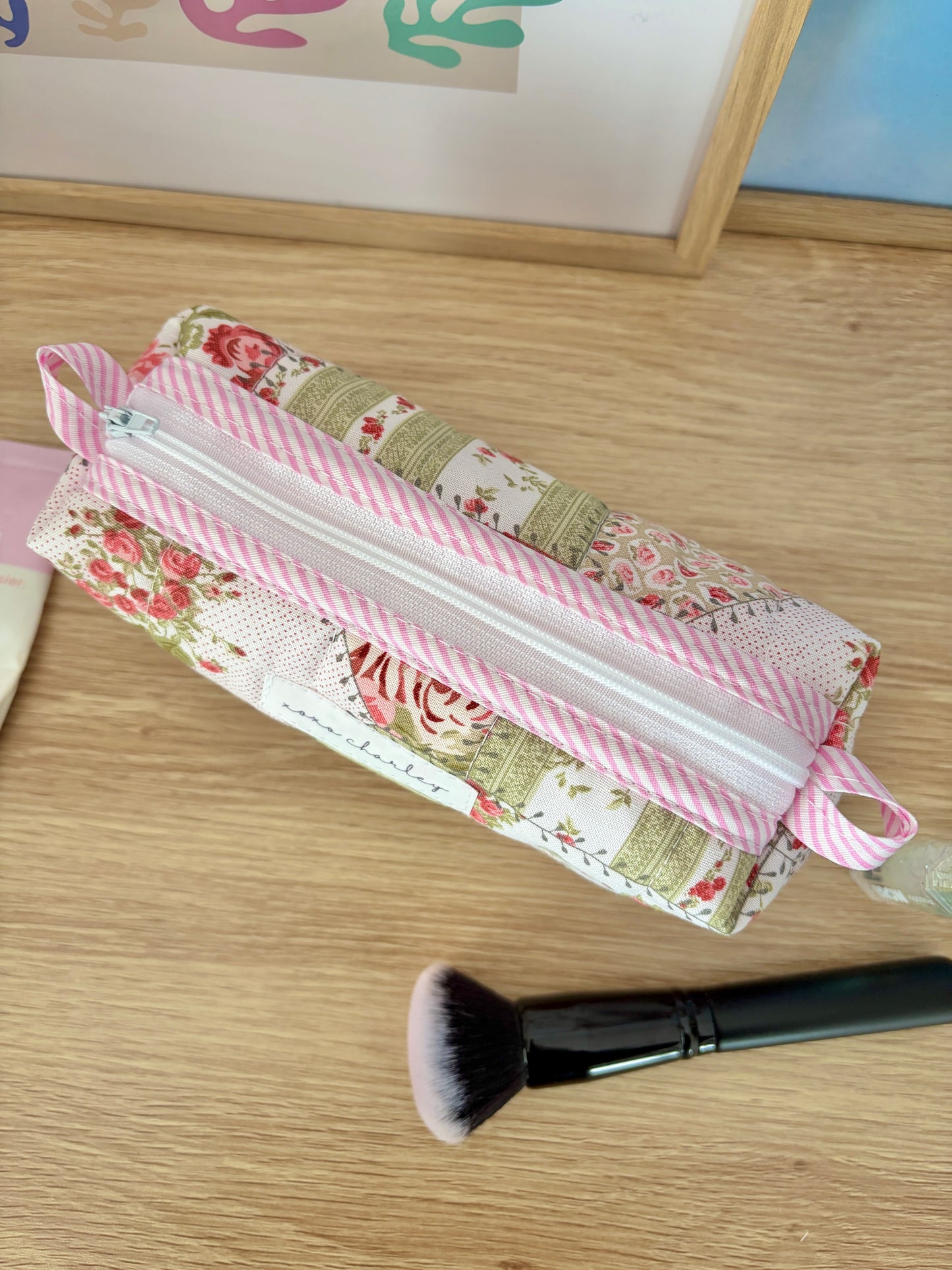 Rosette Colorblock Bag - Pink/Pink Gingham