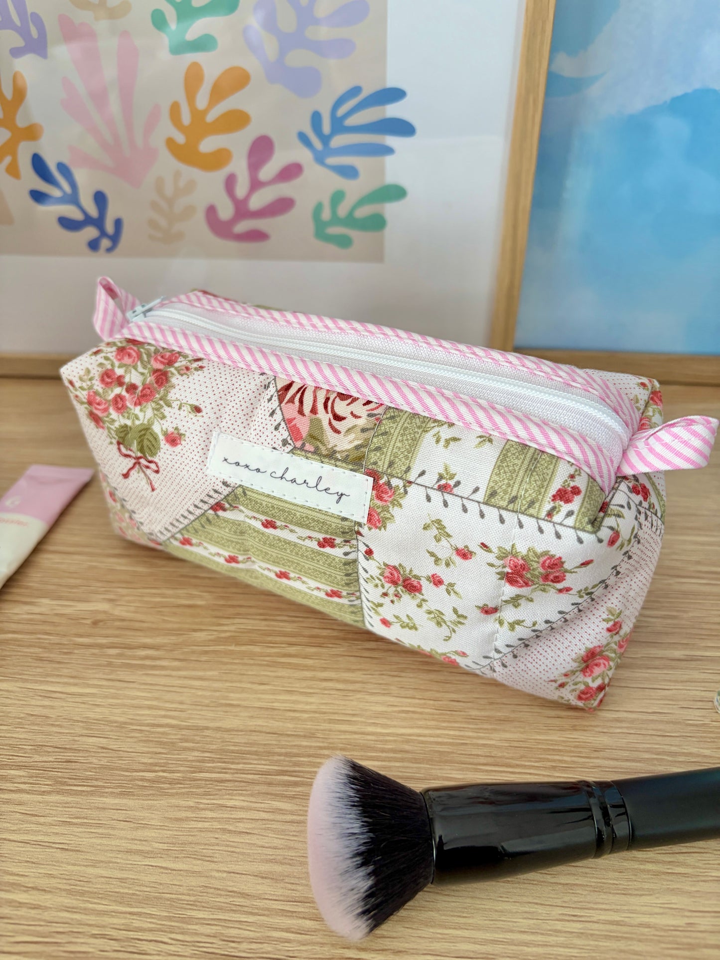 Rosette Colorblock Bag - Pink/Pink Gingham