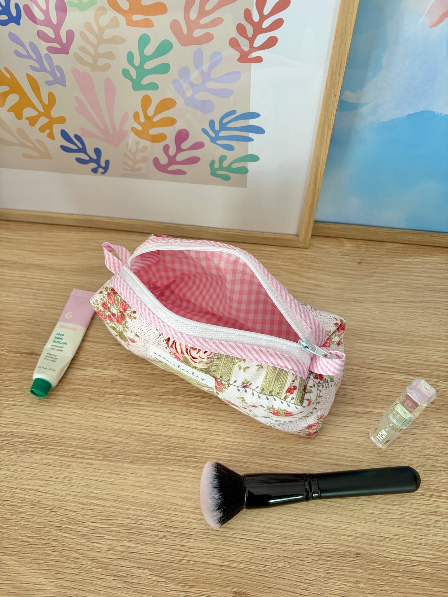 Rosette Colorblock Bag - Pink/Pink Gingham