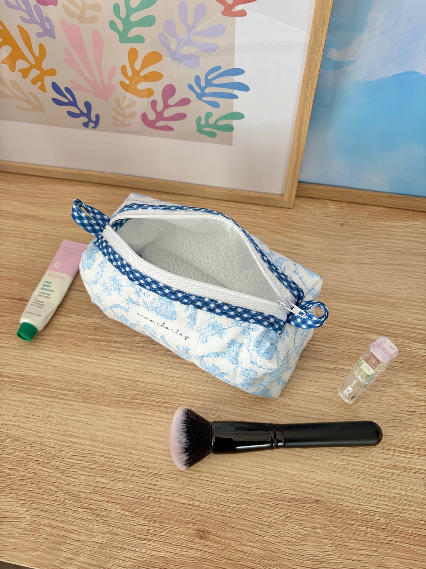 Vintage Blue Colorblock Bag - Blue/White