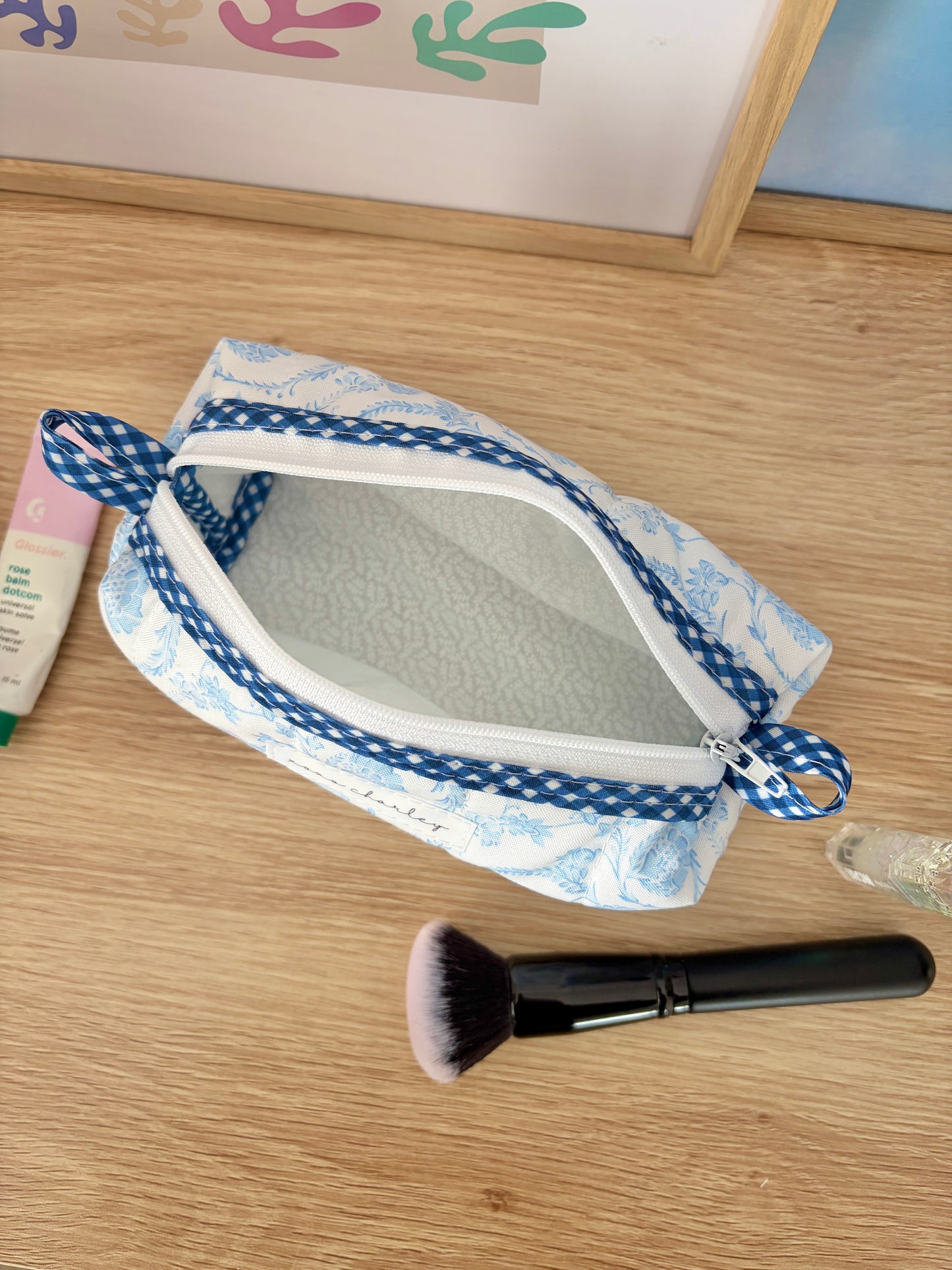 Vintage Blue Colorblock Bag - Blue/White