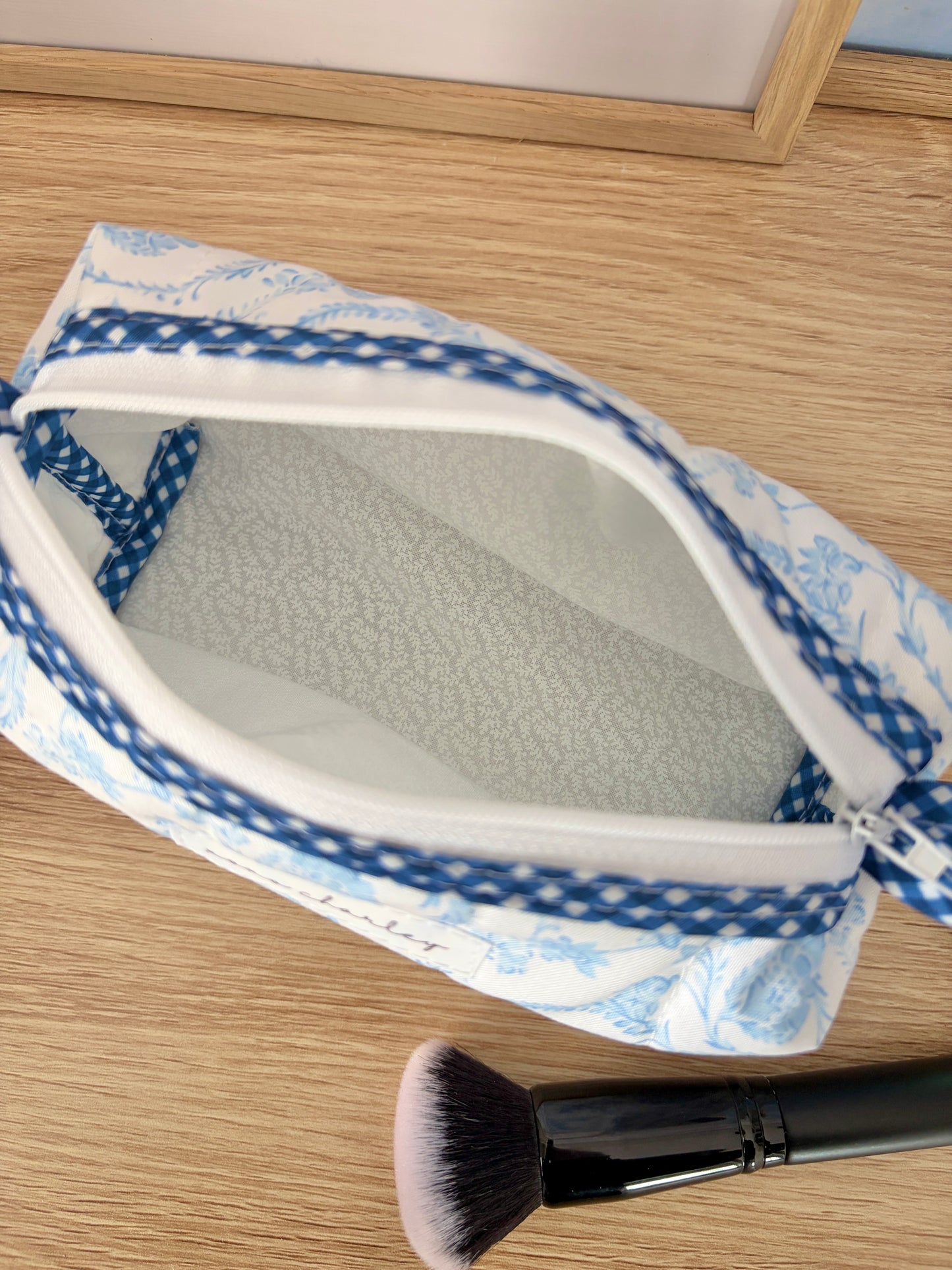 Vintage Blue Colorblock Bag - Blue/White