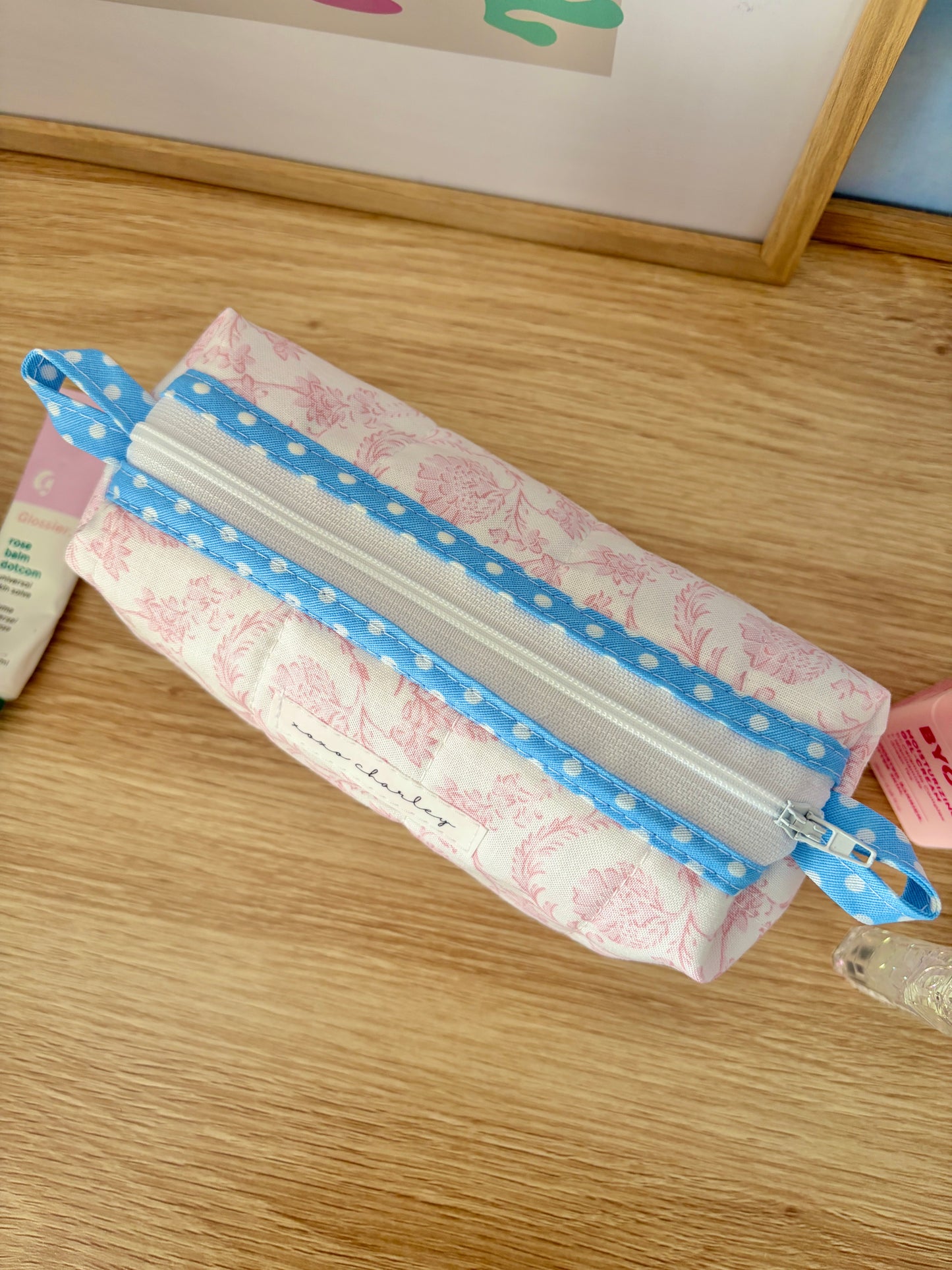 Vintage Pink Colorblock Bag - Blue/Mini Floral