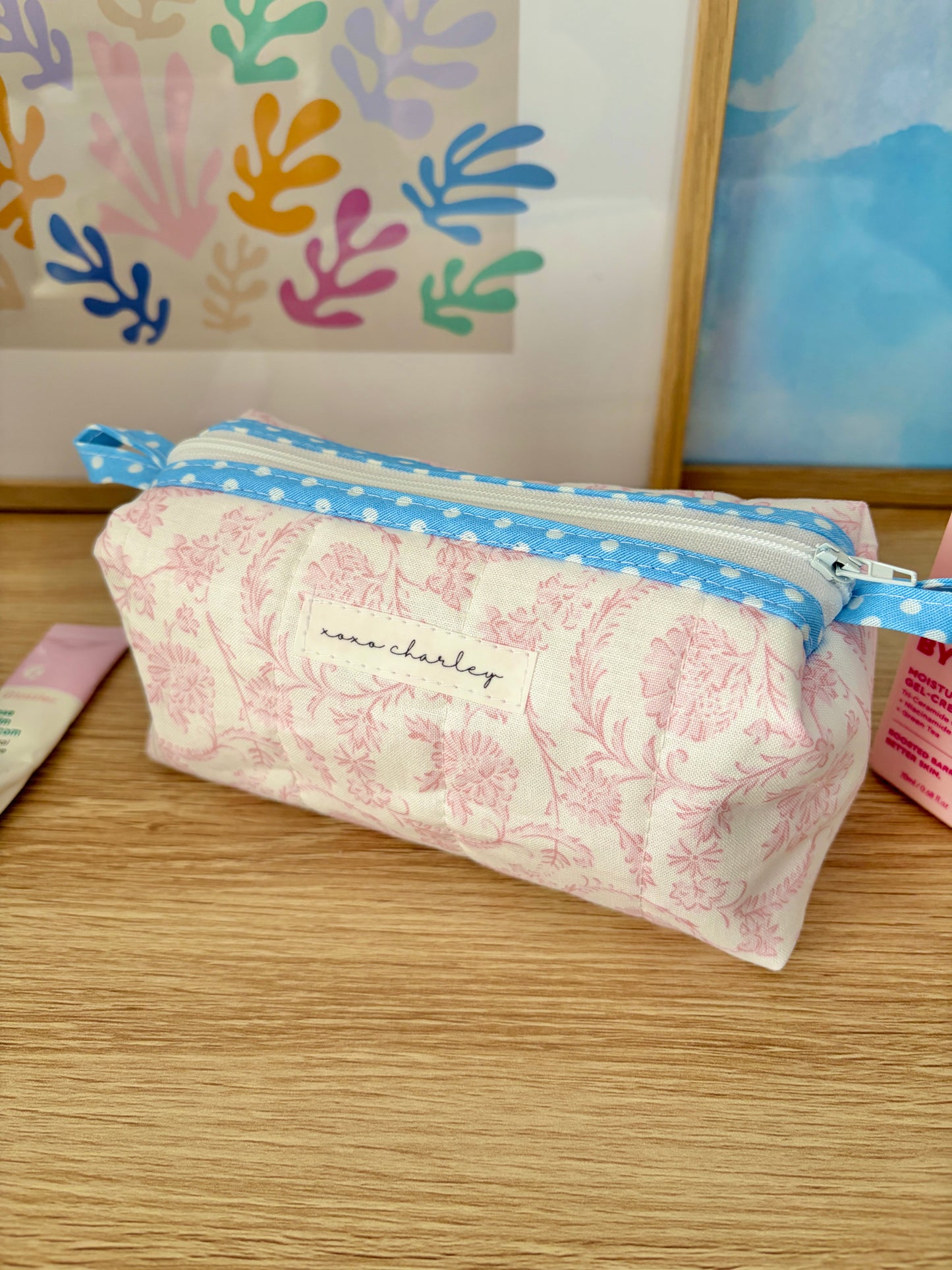 Vintage Pink Colorblock Bag - Blue/Mini Floral