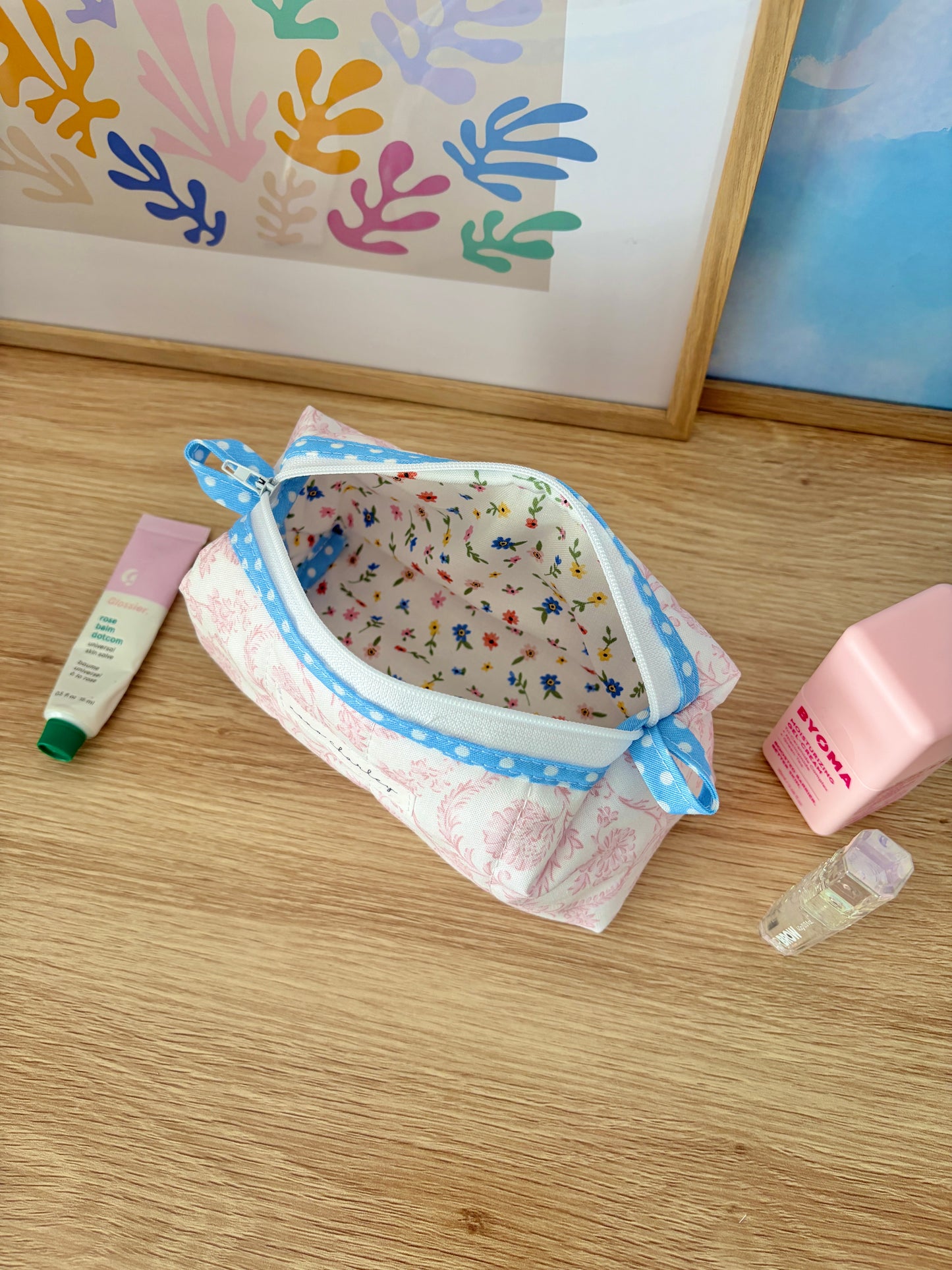 Vintage Pink Colorblock Bag - Blue/Mini Floral