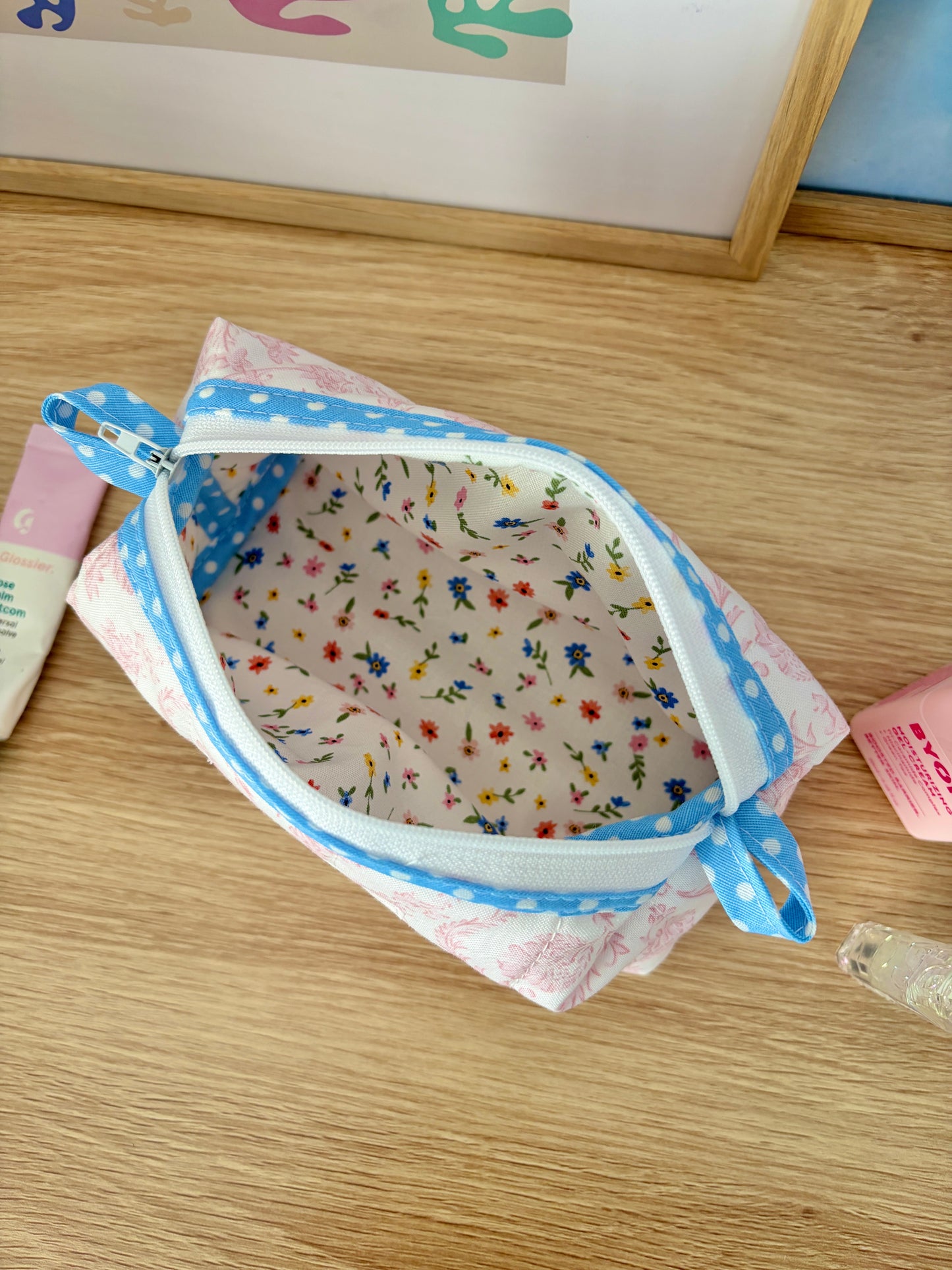Vintage Pink Colorblock Bag - Blue/Mini Floral
