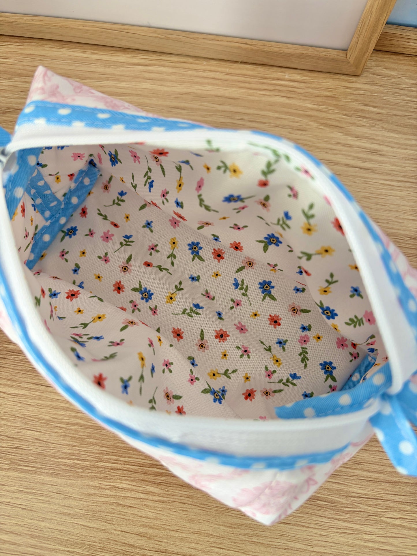 Vintage Pink Colorblock Bag - Blue/Mini Floral