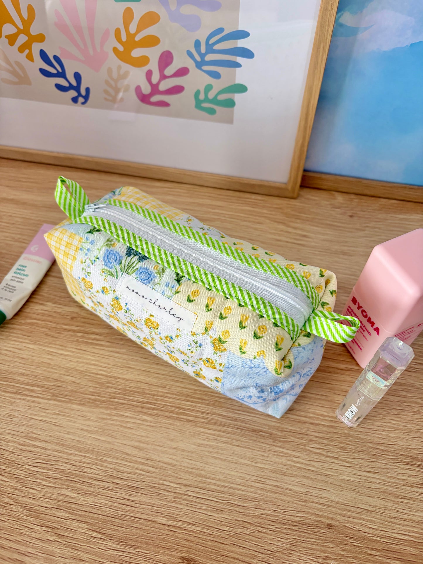 Green Patchwork Colorblock Bag - Green/Green Gingham