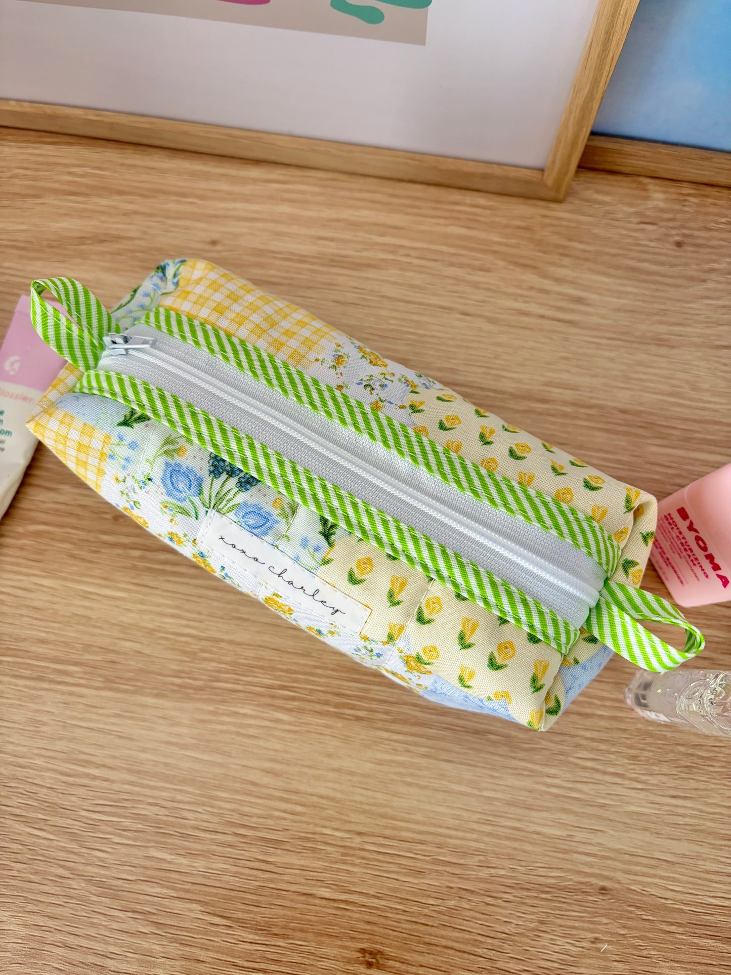 Green Patchwork Colorblock Bag - Green/Green Gingham