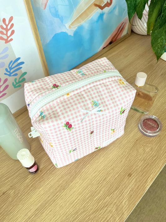 The Lucy Makeup Bag with white bow