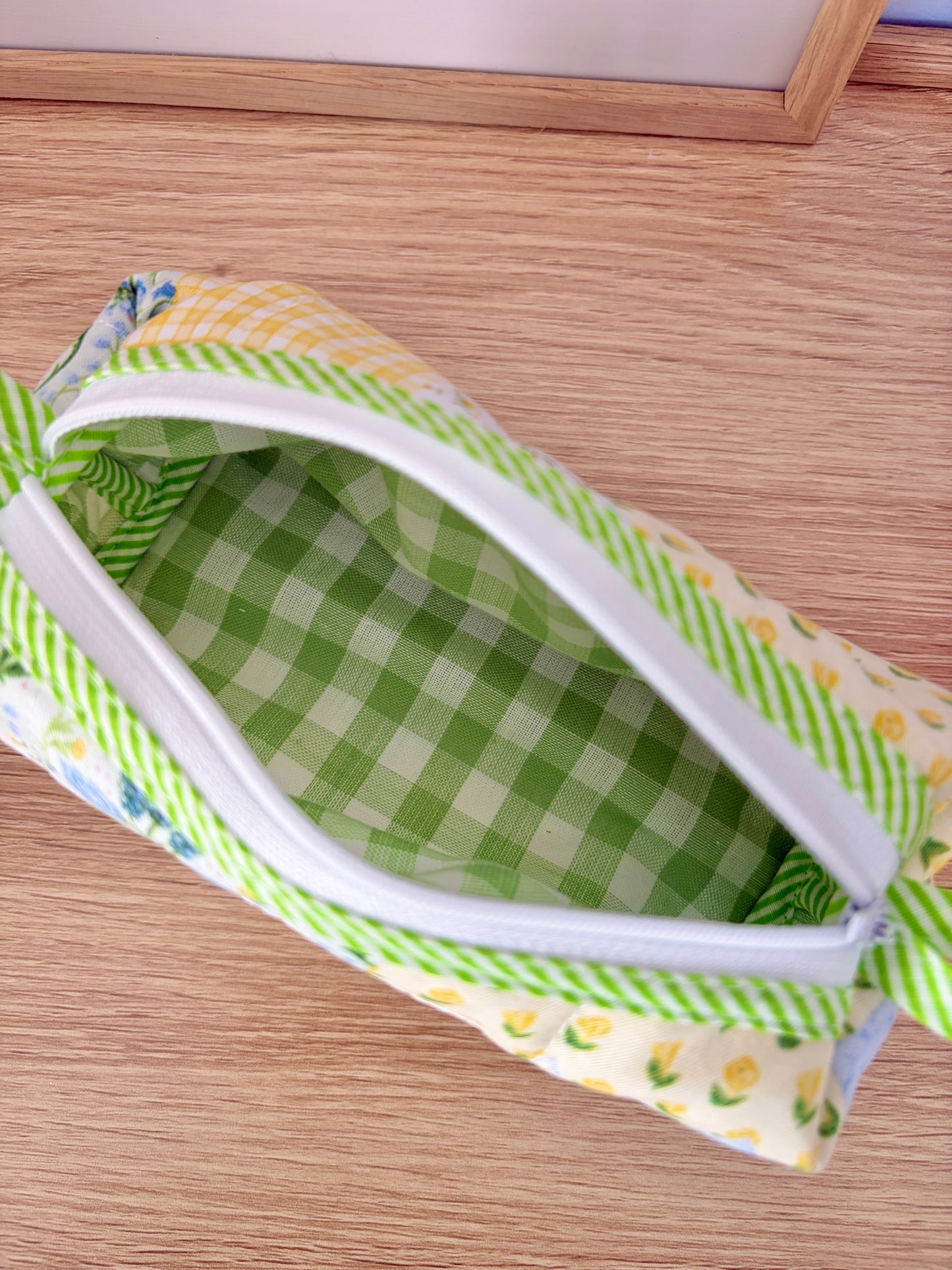 Green Patchwork Colorblock Bag - Green/Green Gingham