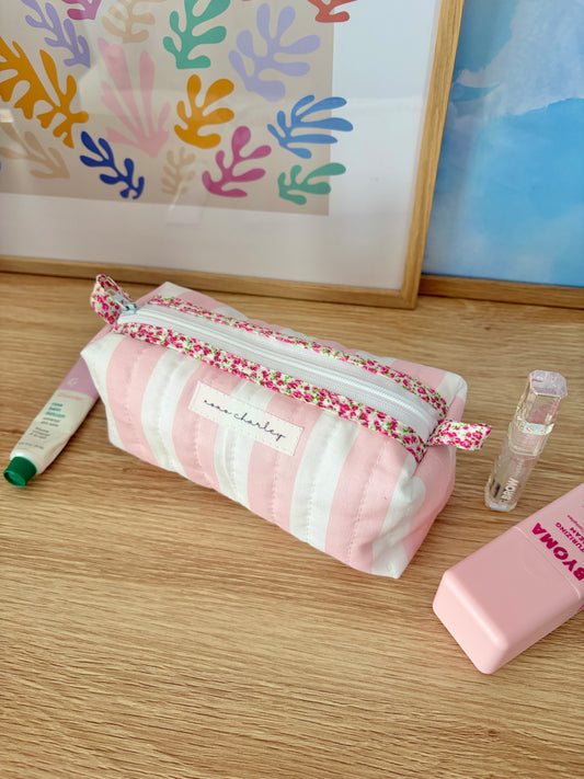 Pink & White Stripes Colorblock Bag - Pink Floral/White