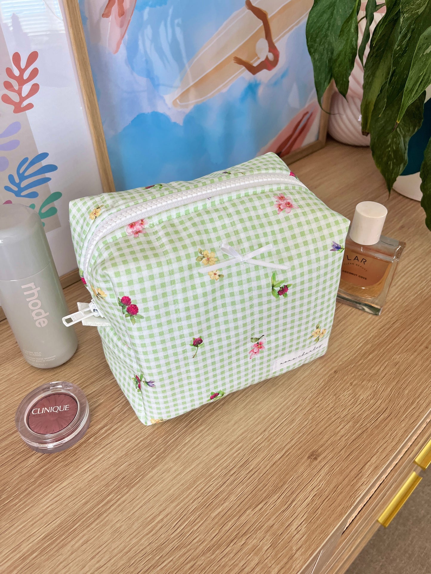 The Eden Makeup Bag with white bow