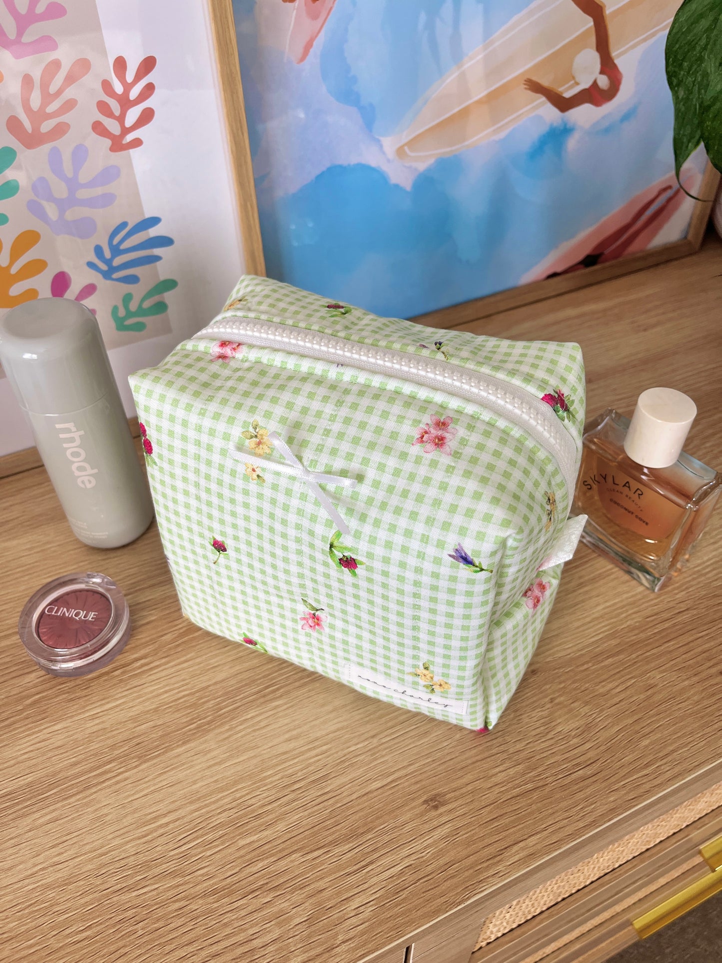 The Eden Makeup Bag with white bow