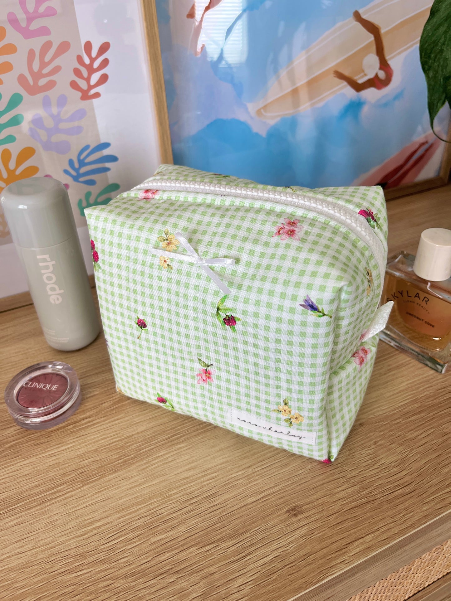 The Eden Makeup Bag with white bow