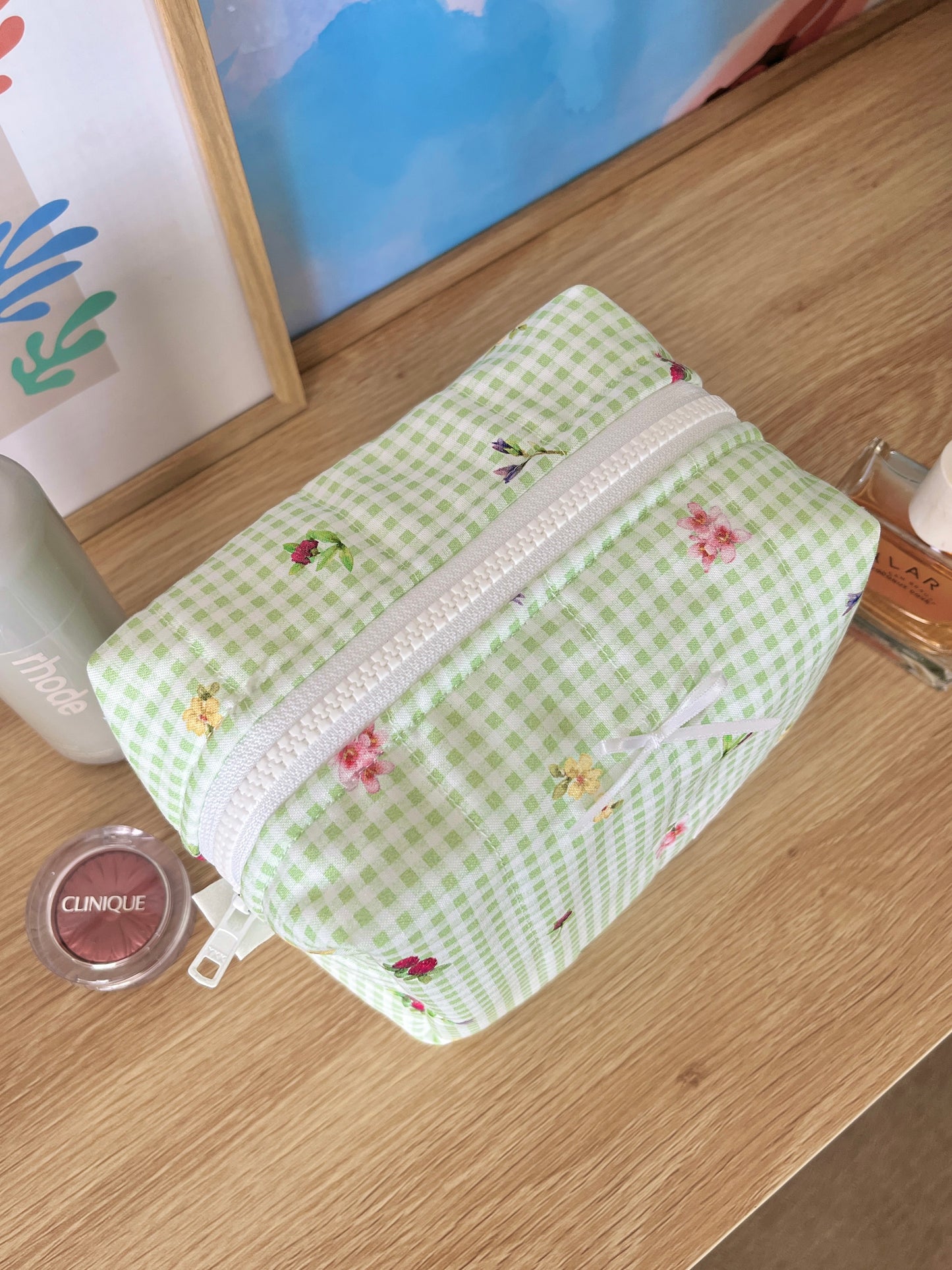 The Eden Makeup Bag with white bow