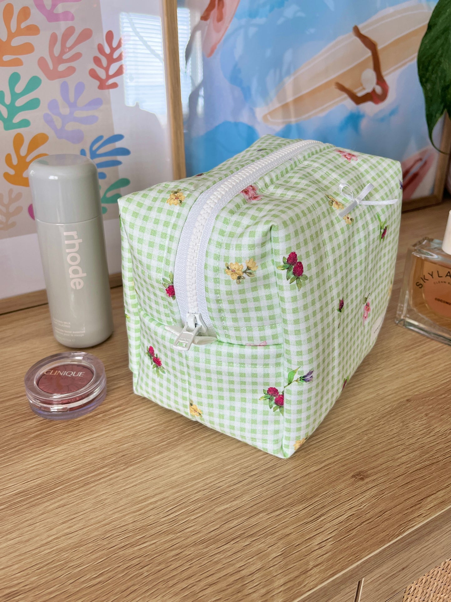 The Eden Makeup Bag with white bow