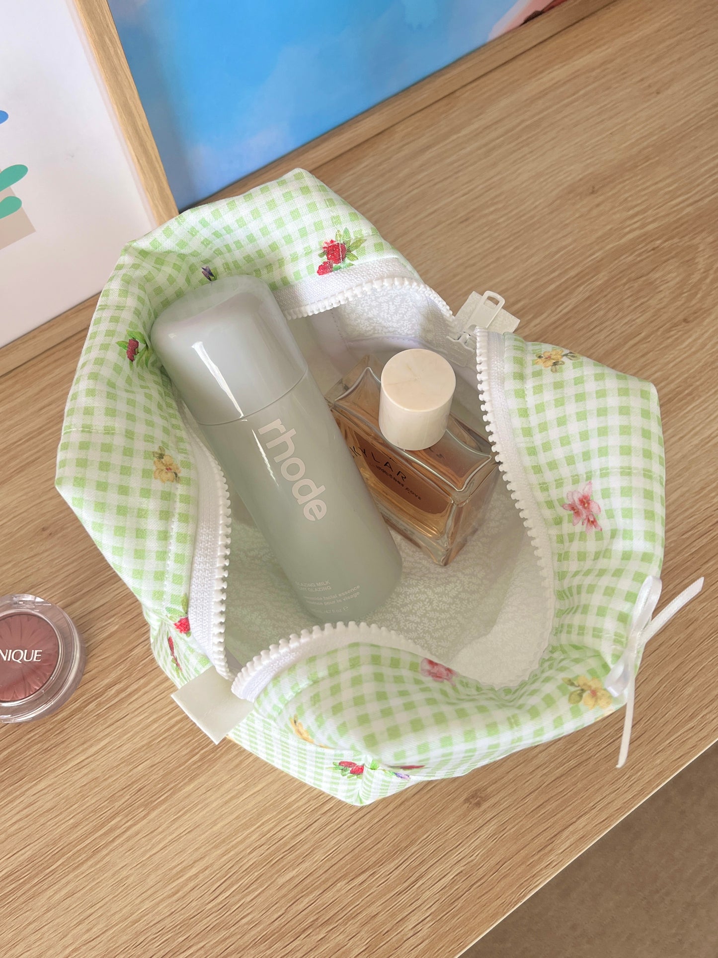 The Eden Makeup Bag with white bow